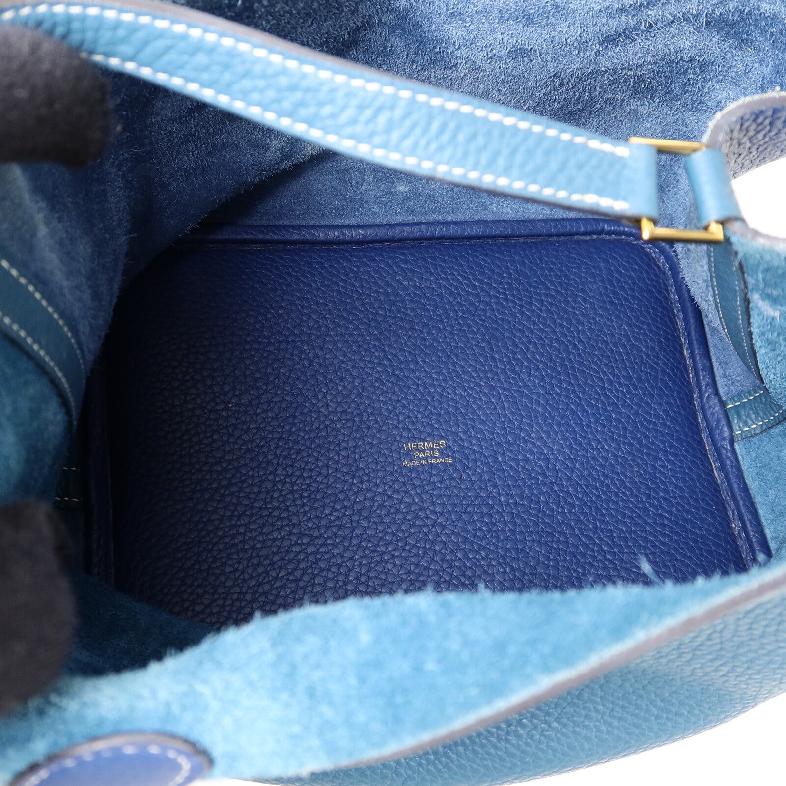 HERMES Clemence皮革Picotin MM手挽袋Blue/Vert Bosphore