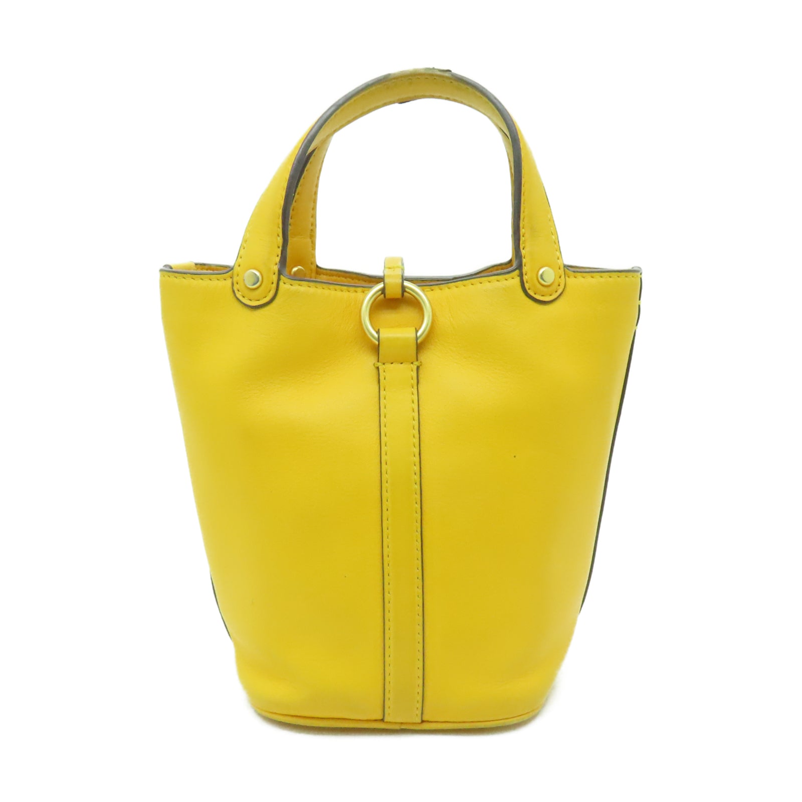 Tory Burch 【激減優惠】牛皮皮革Bucket Bag金扣手挽肩背兩用袋黃色