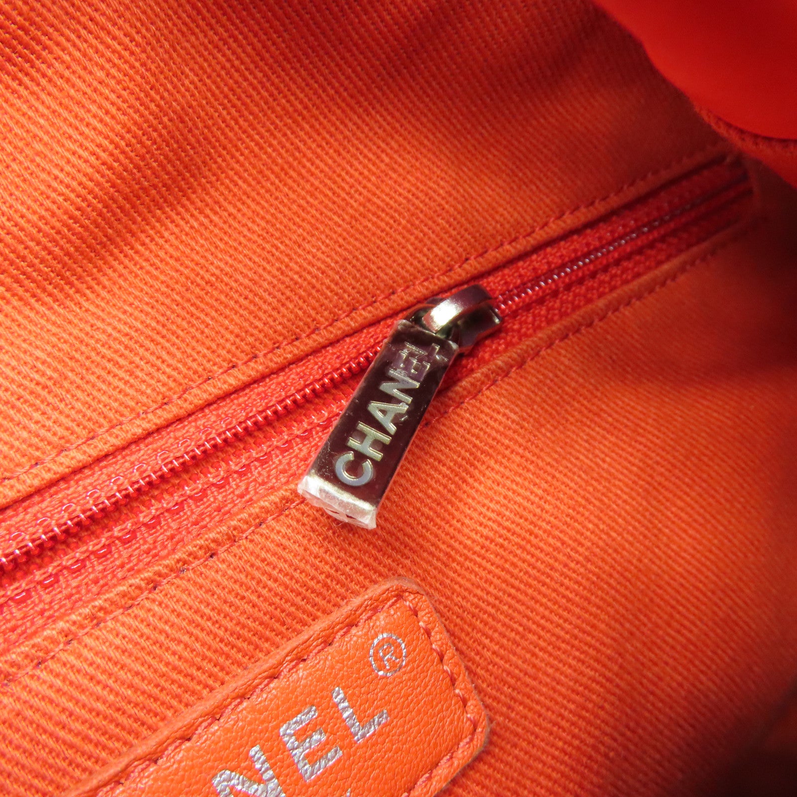 CHANEL **【清倉大減價】菱格牛皮皮革Backpack銀扣背包橙色