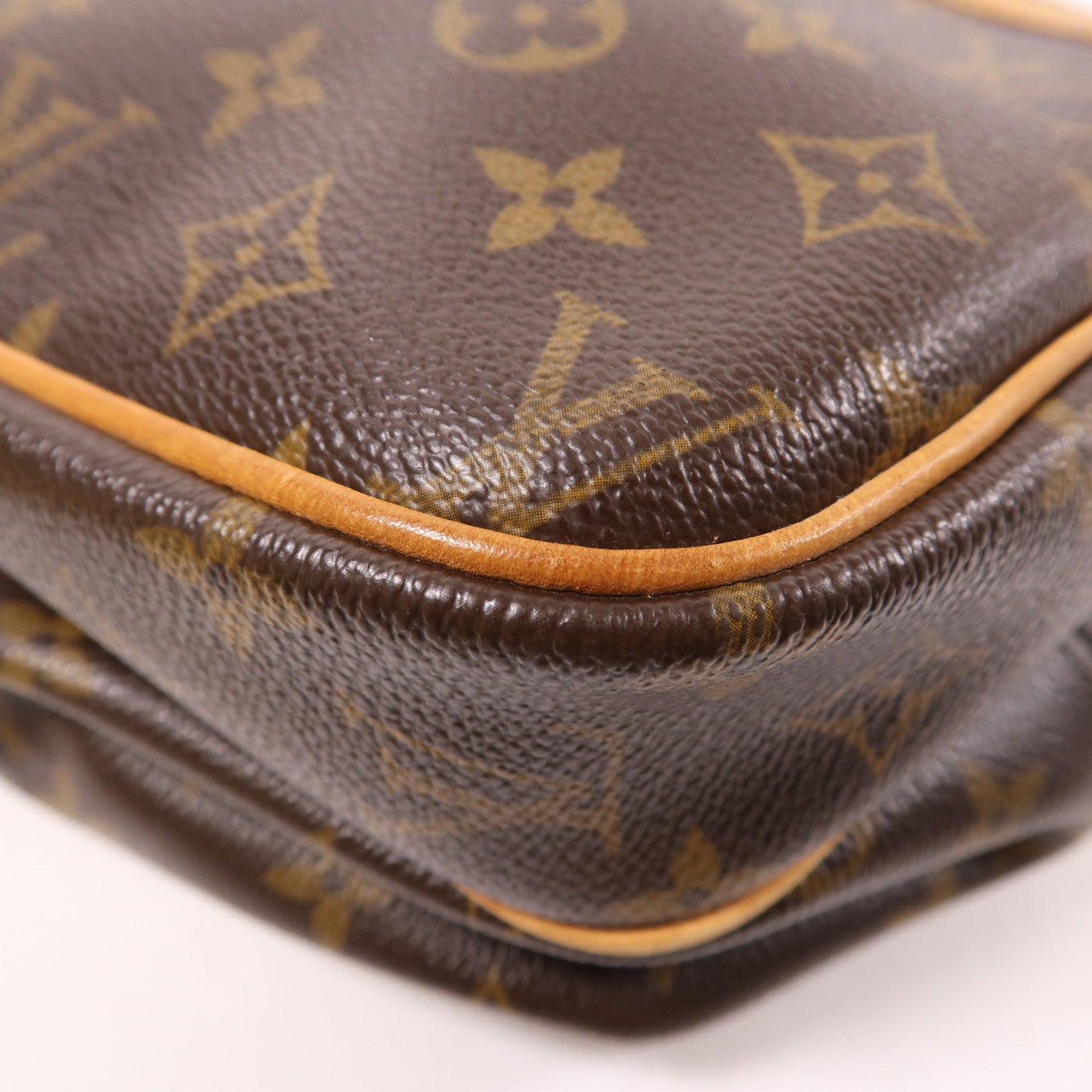 LOUIS VUITTON Monogram Reporter PM金扣肩背袋棕色