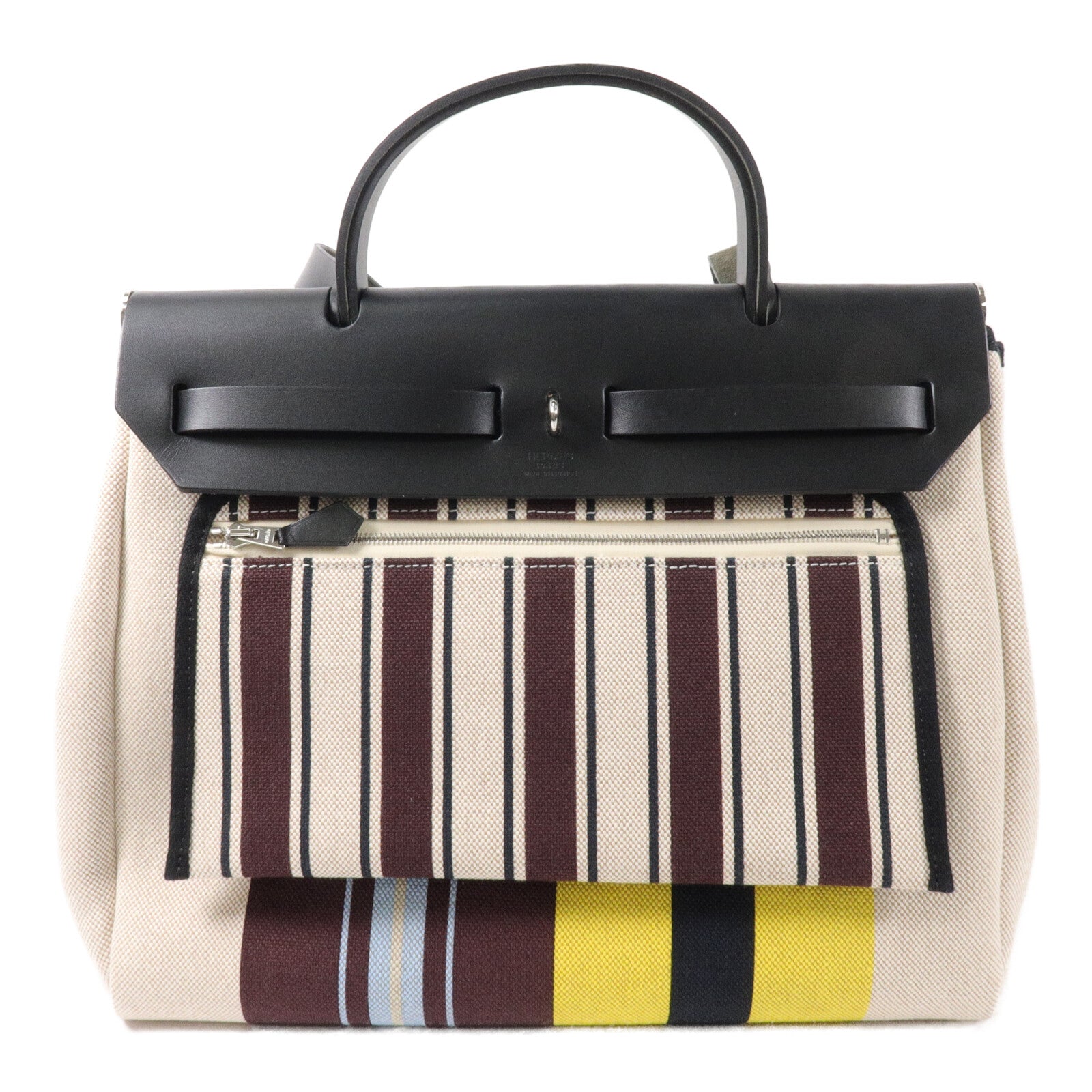 HERMES Toile H帆布Herbag PM Laquered手挽肩背兩用袋