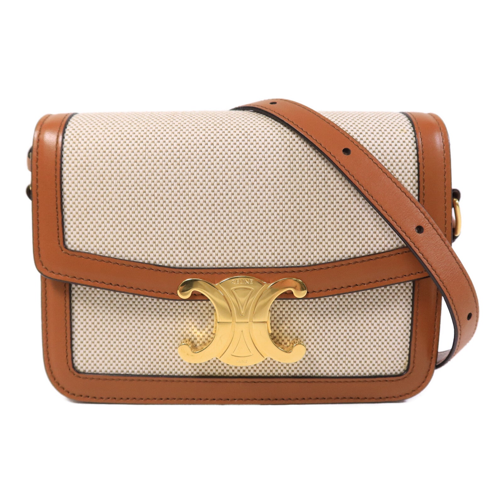 CELINE 帆布Teen Triomphe Bag肩背袋