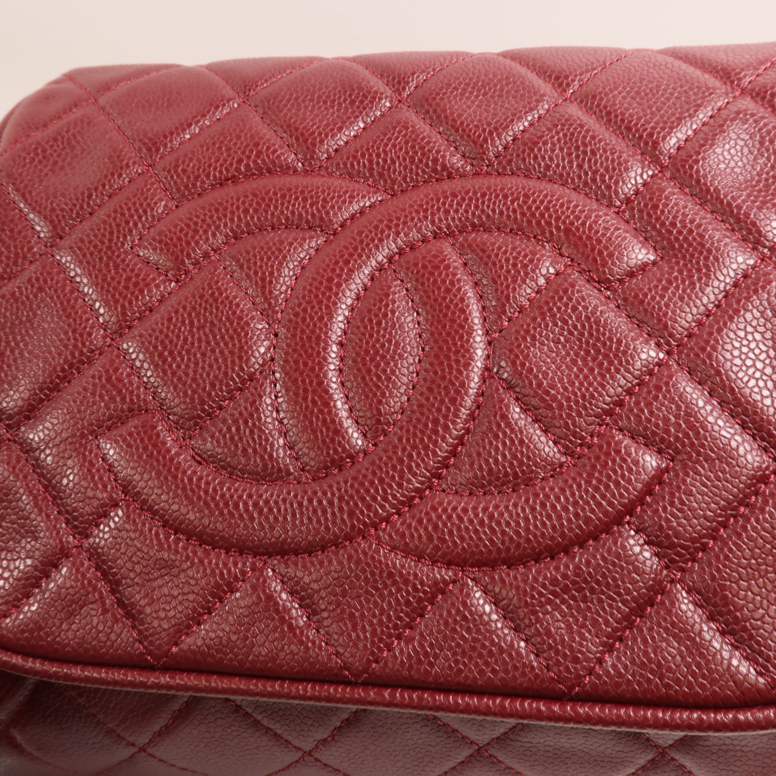 CHANEL 牛皮皮革Chain Shoulder銀扣鏈帶肩背袋