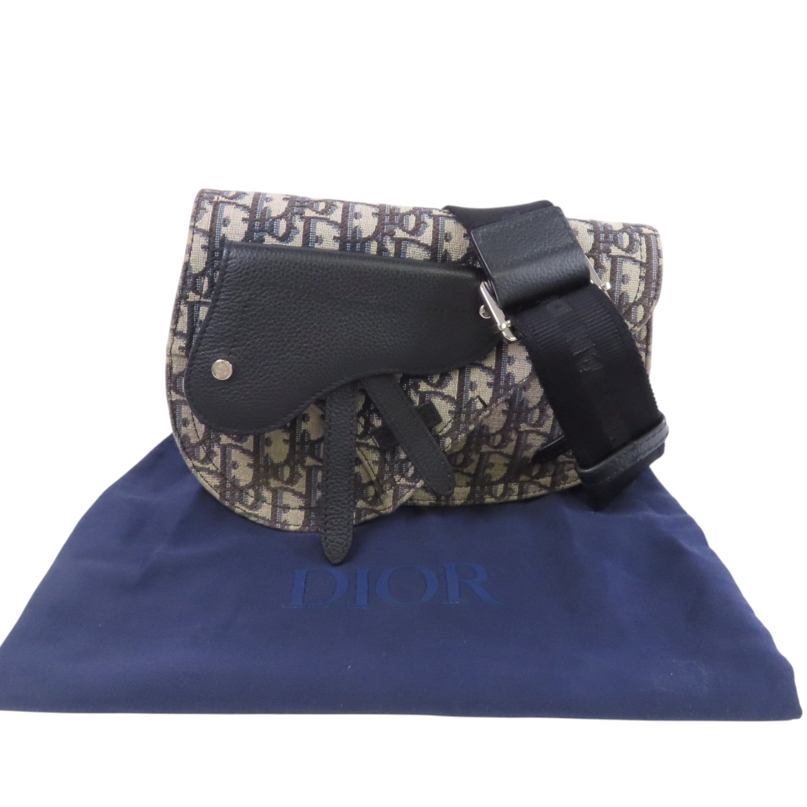 Dior Oblique帆布Saddle Messenger銀扣肩背袋