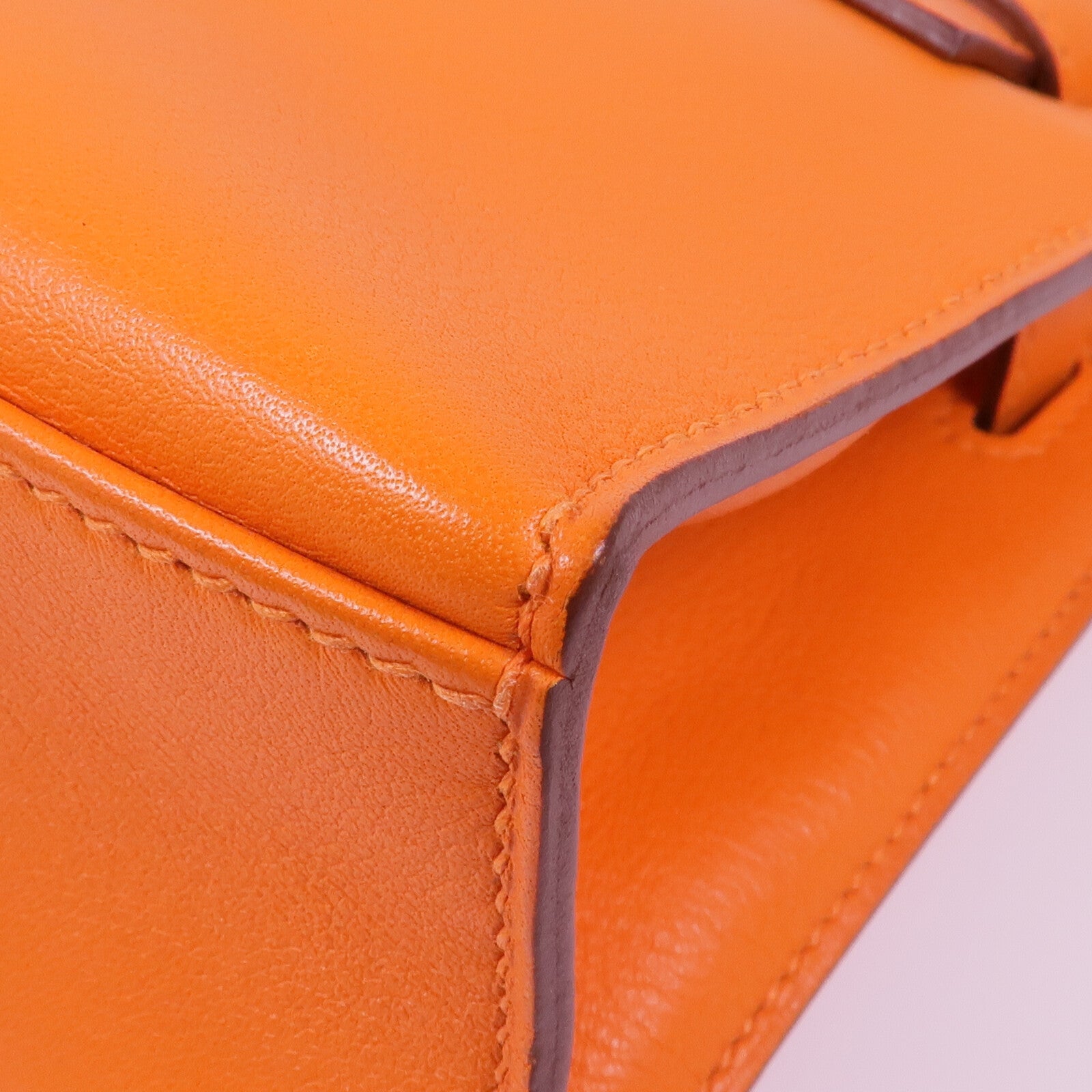 HERMES Swift皮革Kelly Pochette銀扣手挽袋Orange