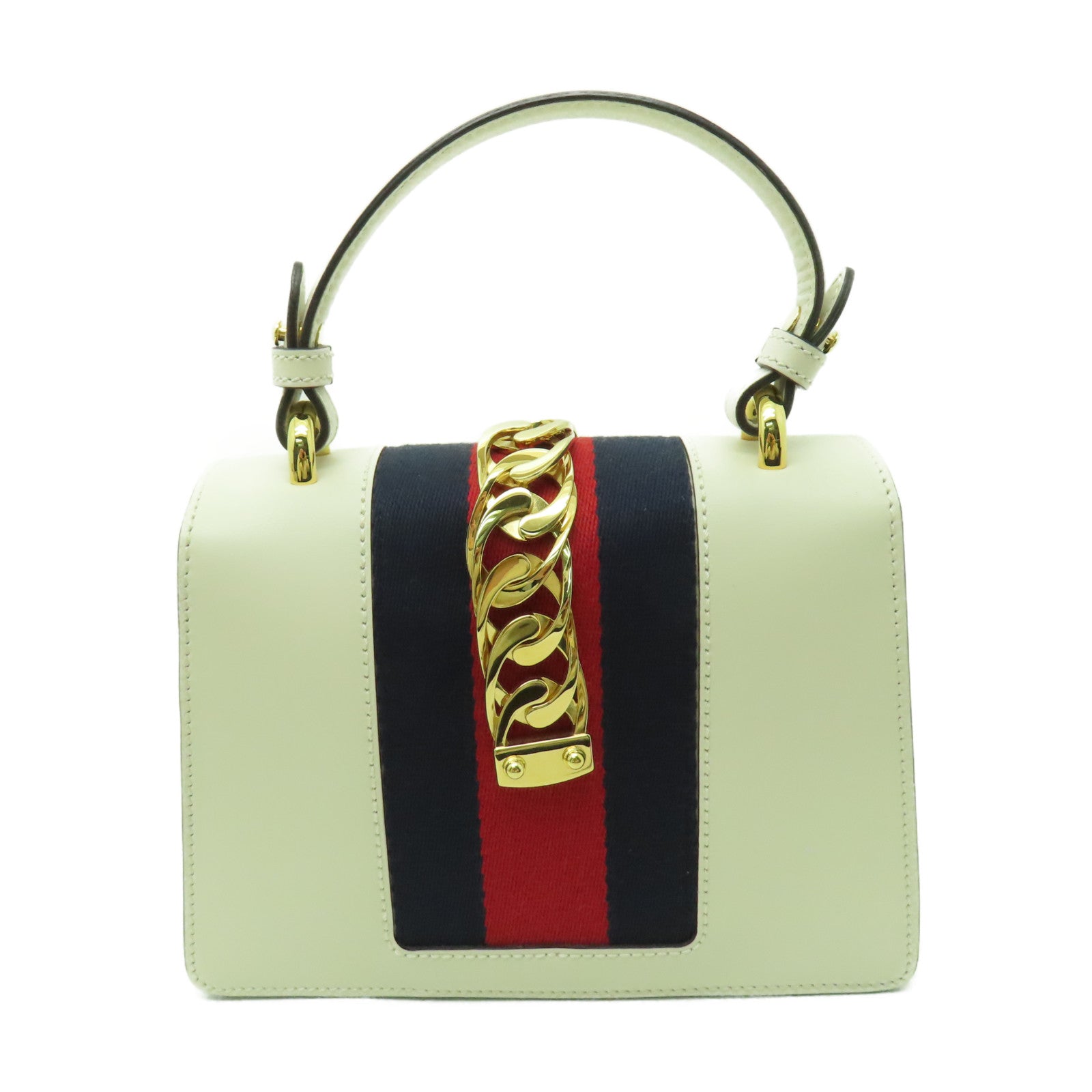 GUCCI 【清倉大減價】牛皮皮革Sylvie金扣手挽肩背兩用袋白色