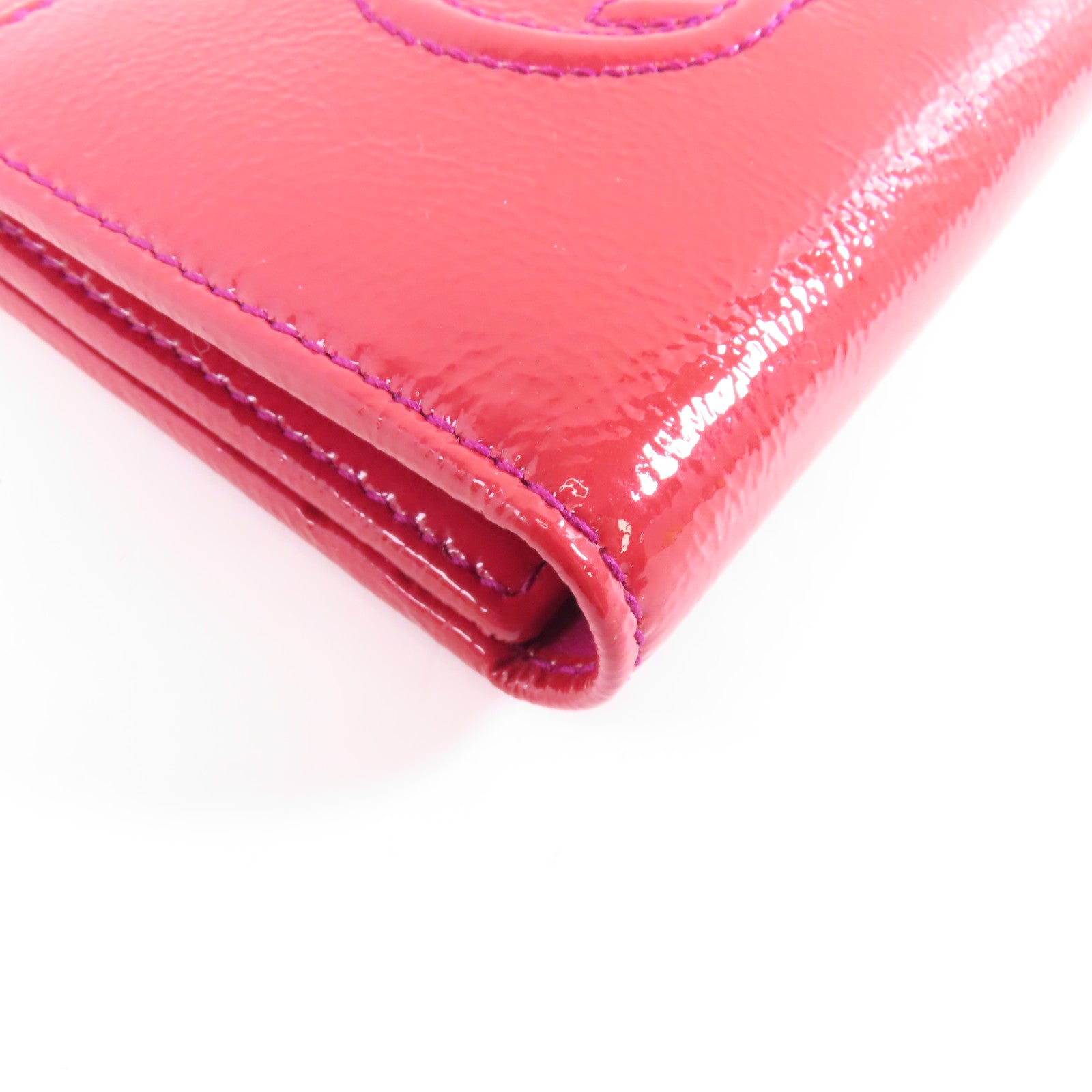 GUCCI 【激減優惠】漆皮皮革Wallet金扣三摺錢包紅色