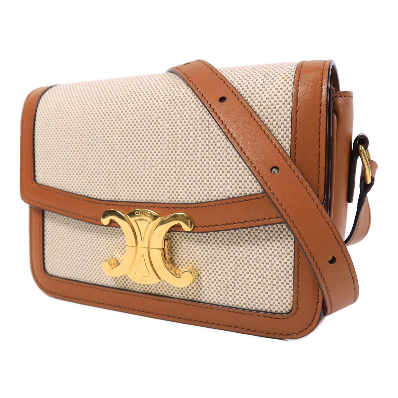 CELINE 帆布Teen Triomphe Bag肩背袋