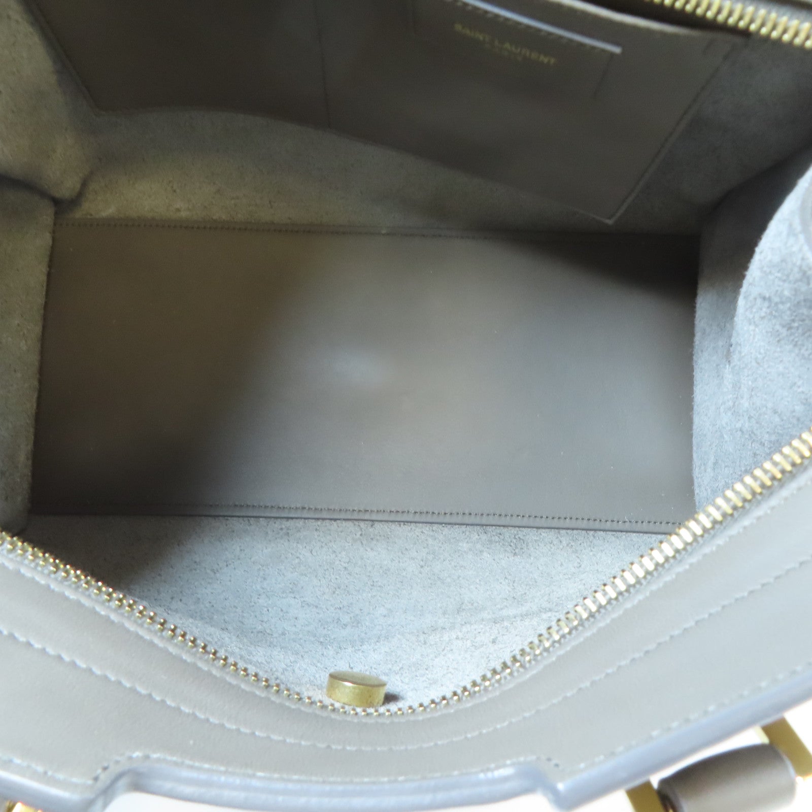 SAINT LAURENT 牛皮皮革Cabas Y 2 Way Shoulder Bag金扣手挽肩背兩用袋灰色