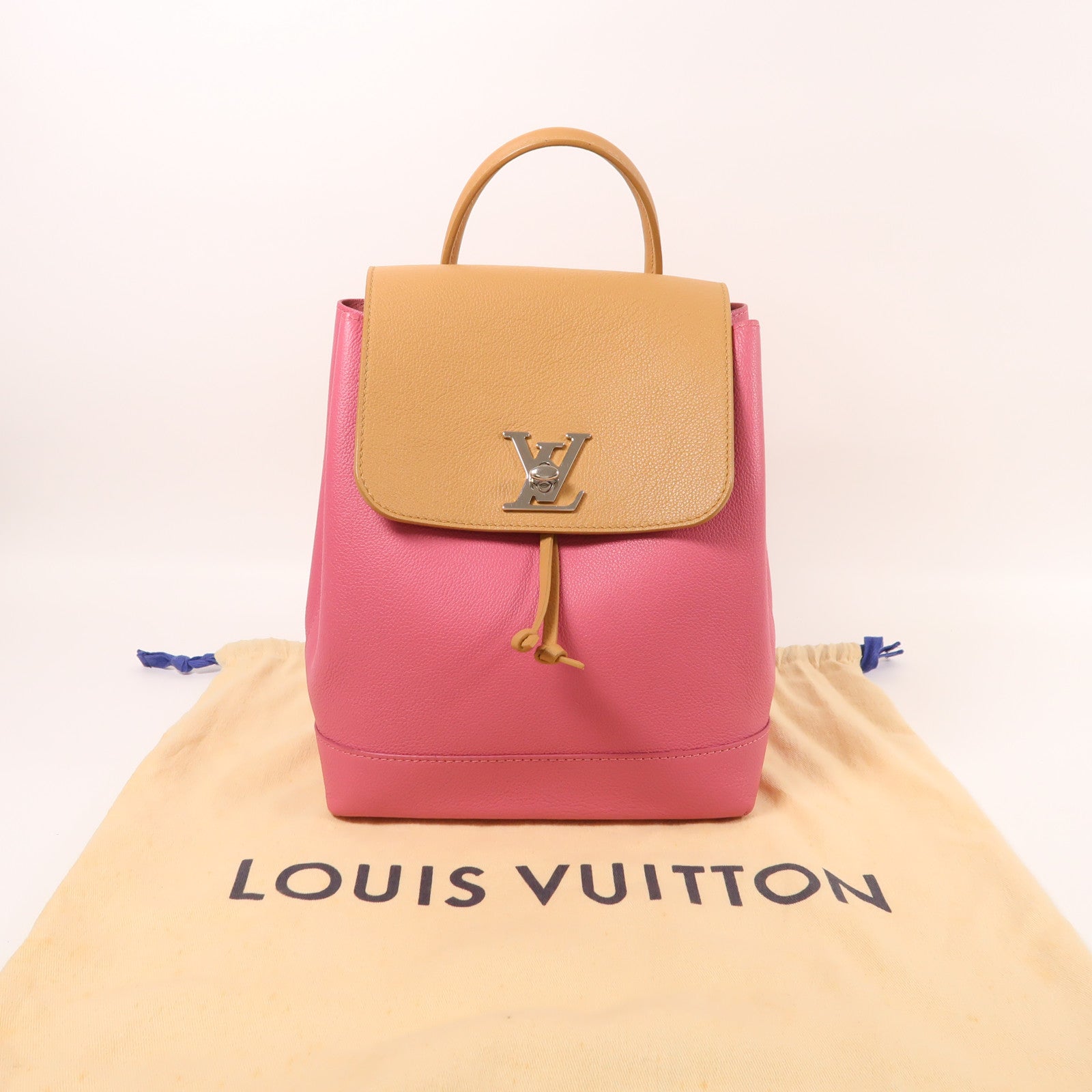 LOUIS VUITTON 皮革Lockme Backpack銀扣背包