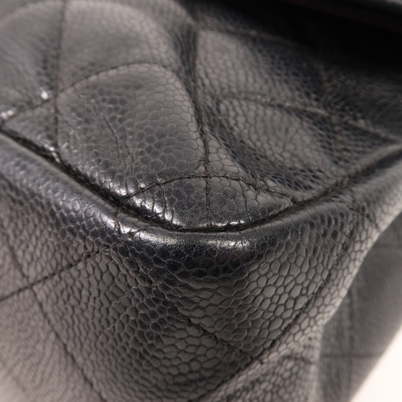 CHANEL 牛皮皮革Large Classic銀扣鏈帶肩背袋