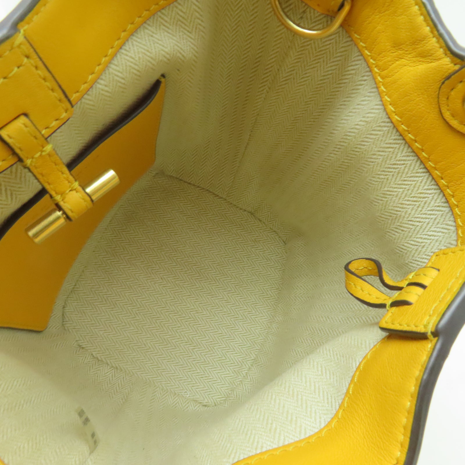 Tory Burch 【激減優惠】牛皮皮革Bucket Bag金扣手挽肩背兩用袋黃色
