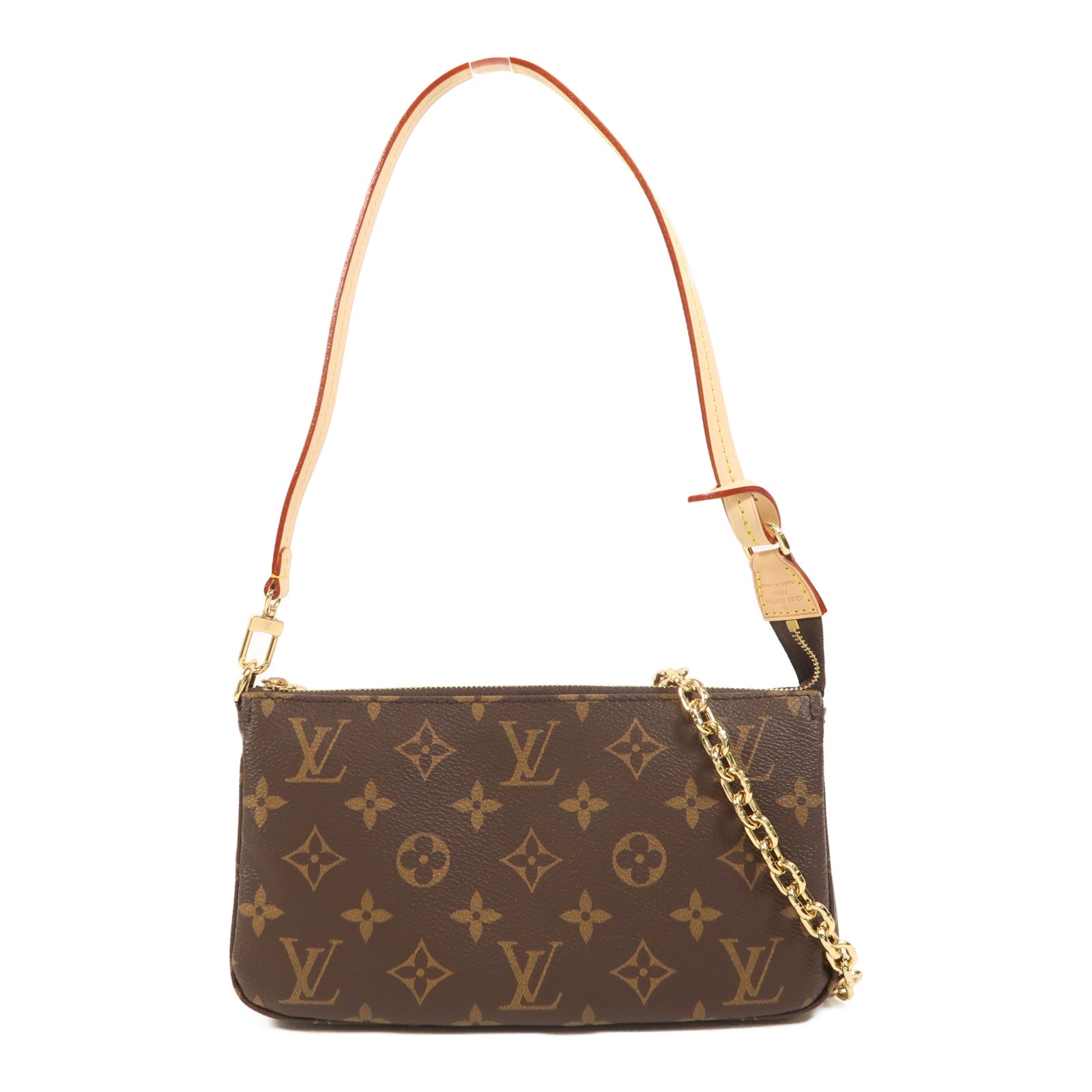 LOUIS VUITTON Monogram Pochette Accessoires金扣鏈帶肩背袋
