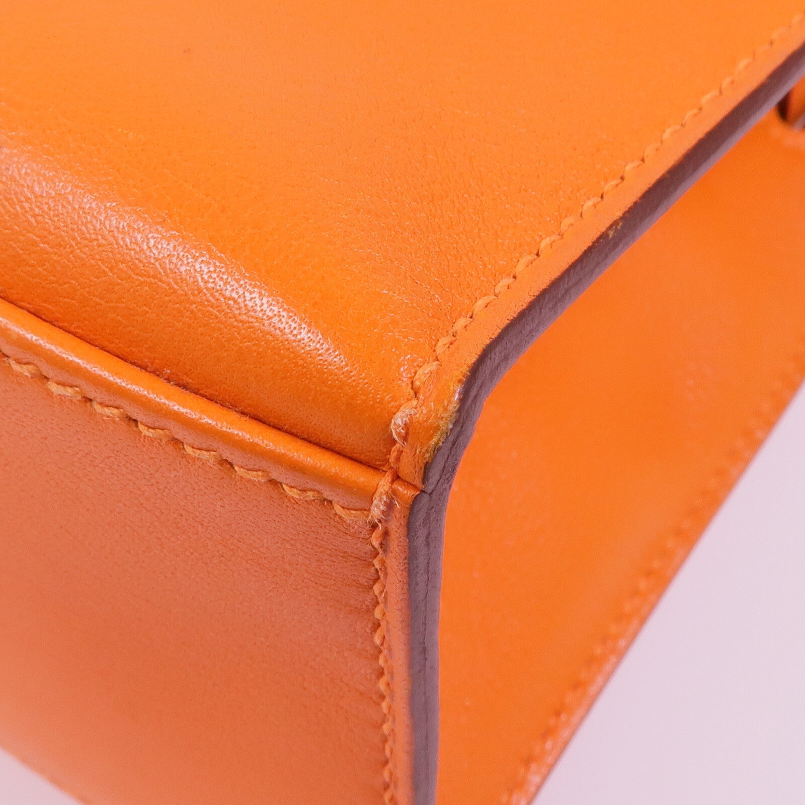 HERMES 【激減優惠】Swift皮革Kelly Pochette銀扣手挽袋Orange