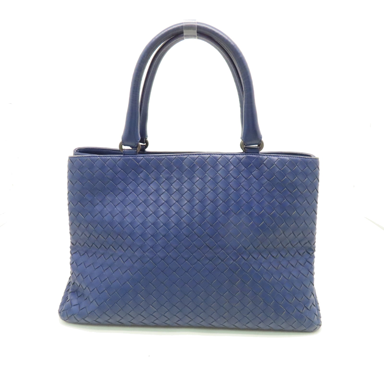 BOTTEGA VENETA Diamond Sheepskin Leather Hand Bag Blue