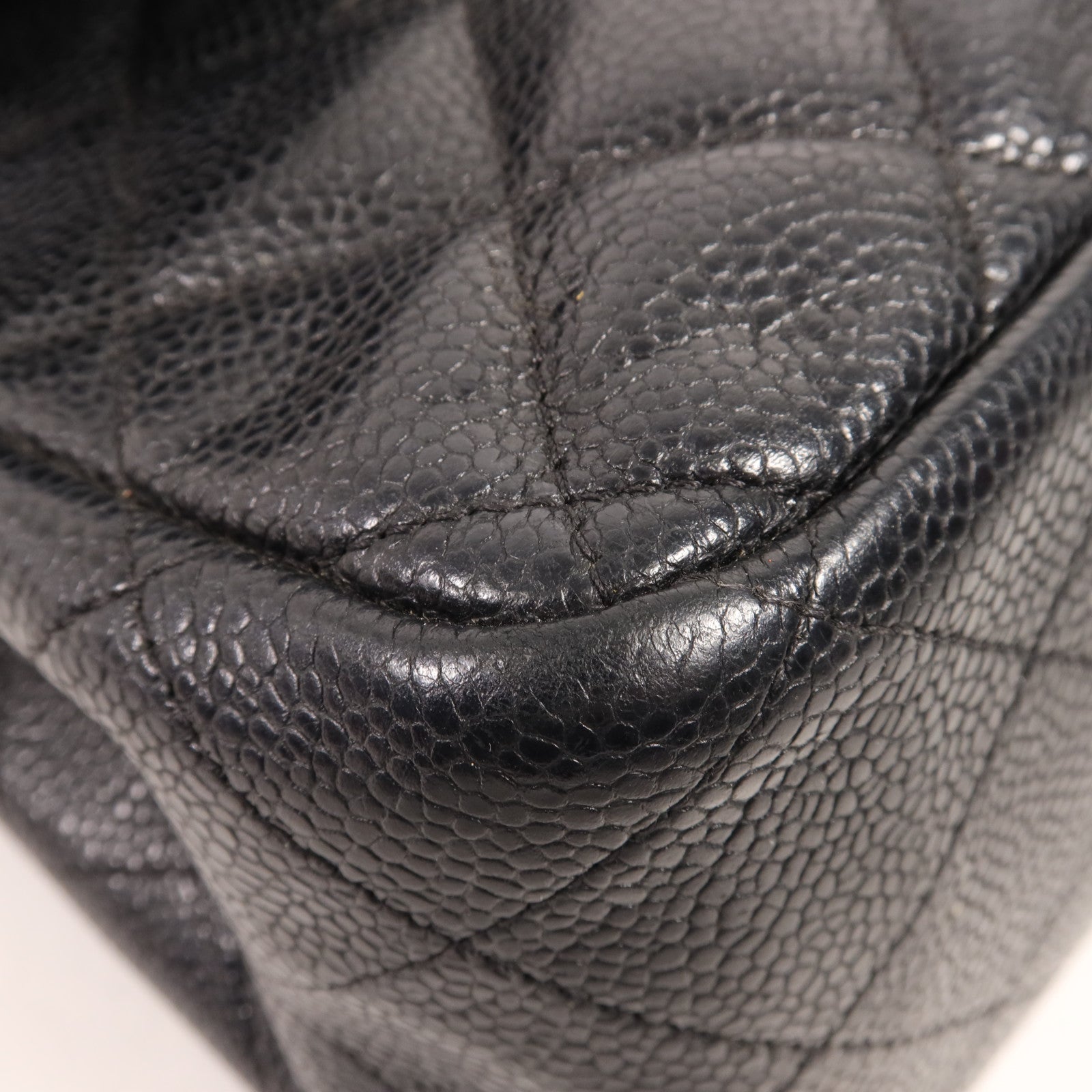 CHANEL 牛皮皮革Large Classic銀扣鏈帶肩背袋