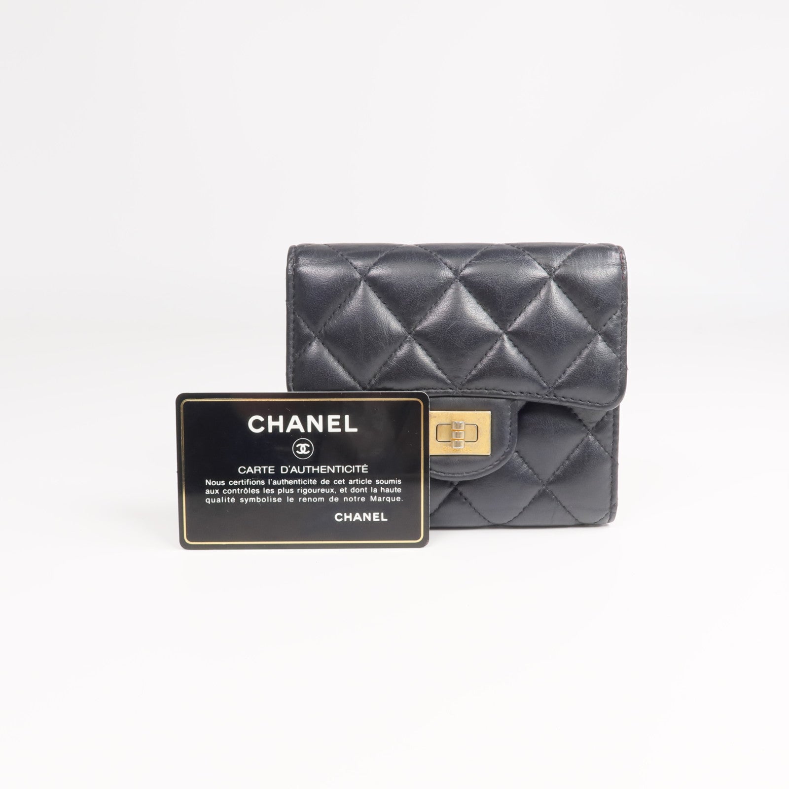 CHANEL 【激減優惠】羊皮皮革2.55 Wallet金扣錢包