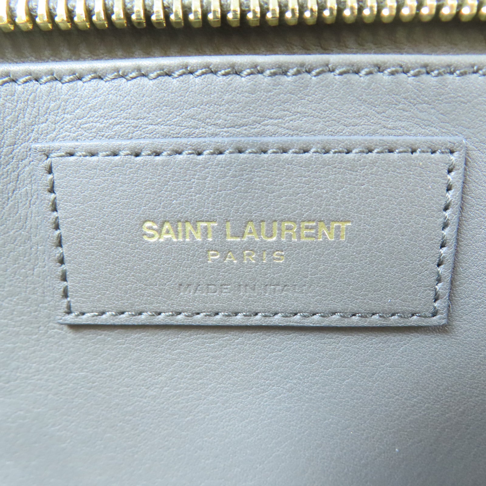 SAINT LAURENT 牛皮皮革Cabas Y 2 Way Shoulder Bag金扣手挽肩背兩用袋灰色