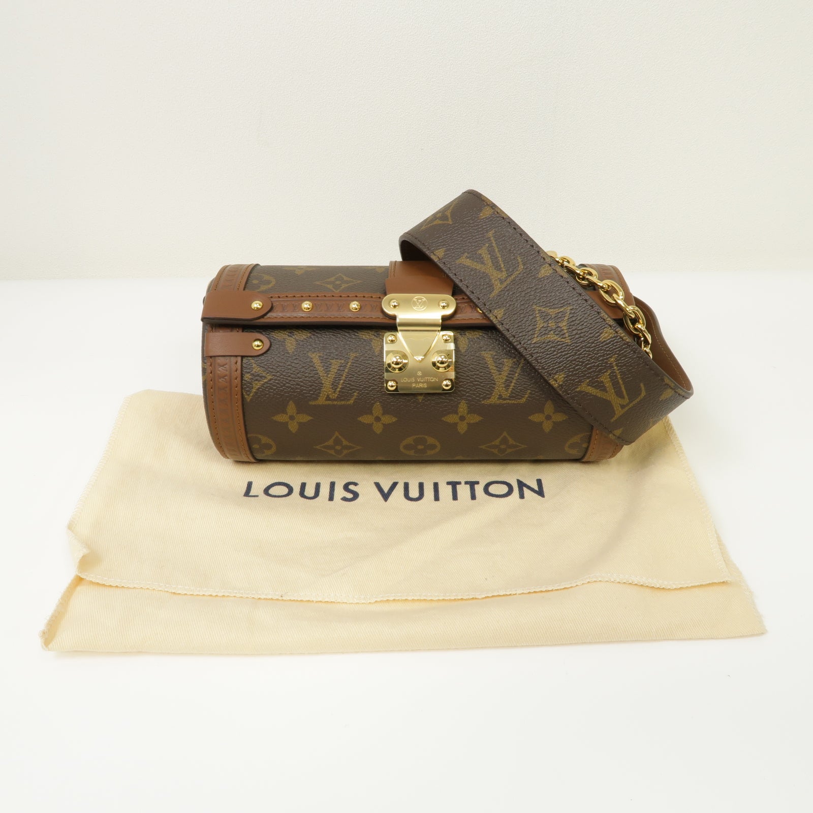 LOUIS VUITTON Monogram Papillon Trunk金扣手挽肩背兩用袋棕色