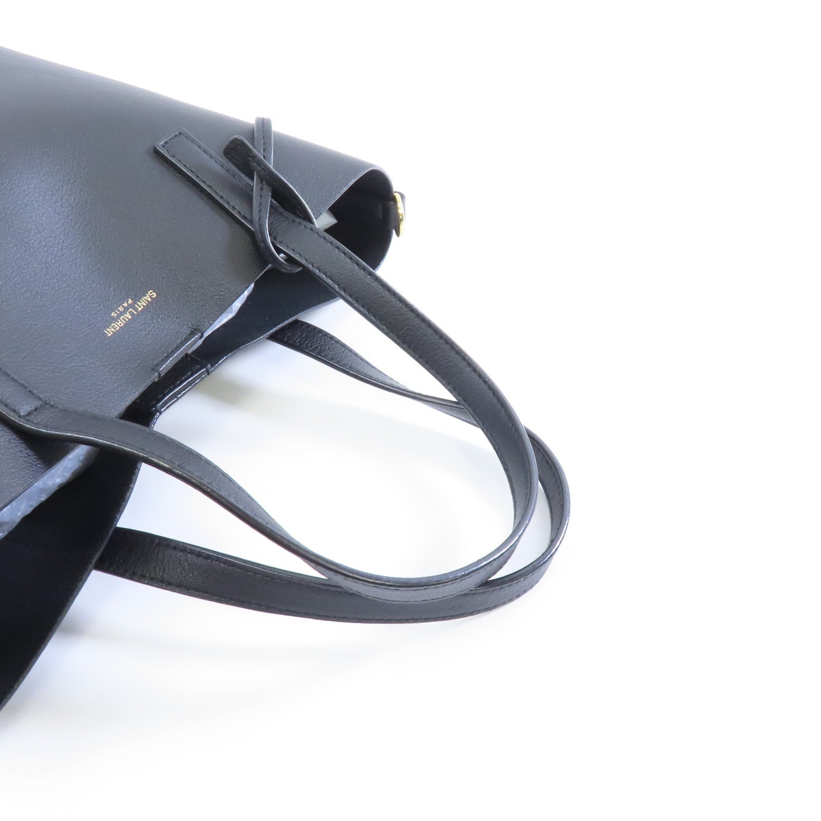 SAINT LAURENT 牛皮皮革Toy Shopping Bag金扣手挽肩背兩用袋黑色