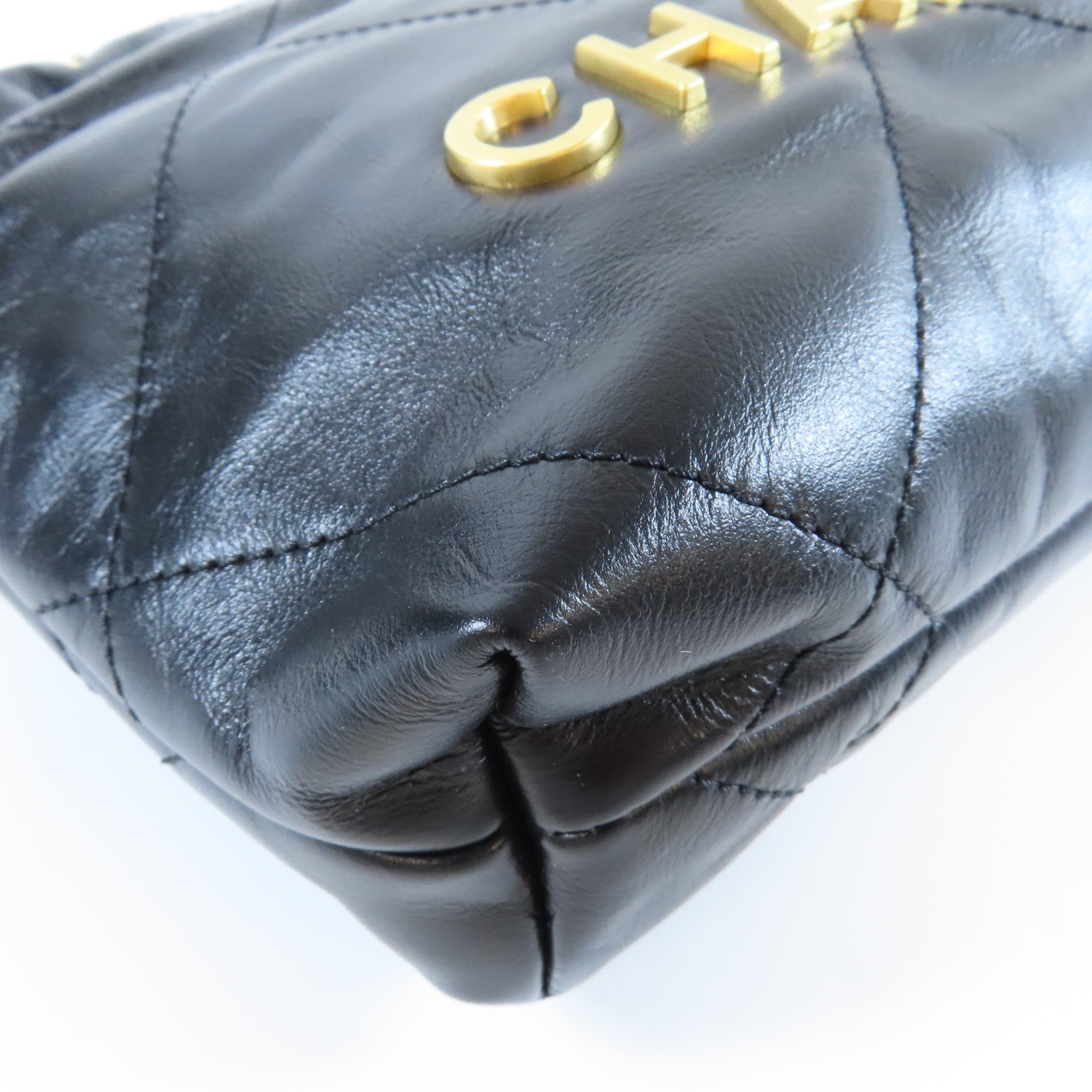 CHANEL 【激減優惠】菱格牛皮皮革Mini 22金扣手挽肩背兩用袋黑色