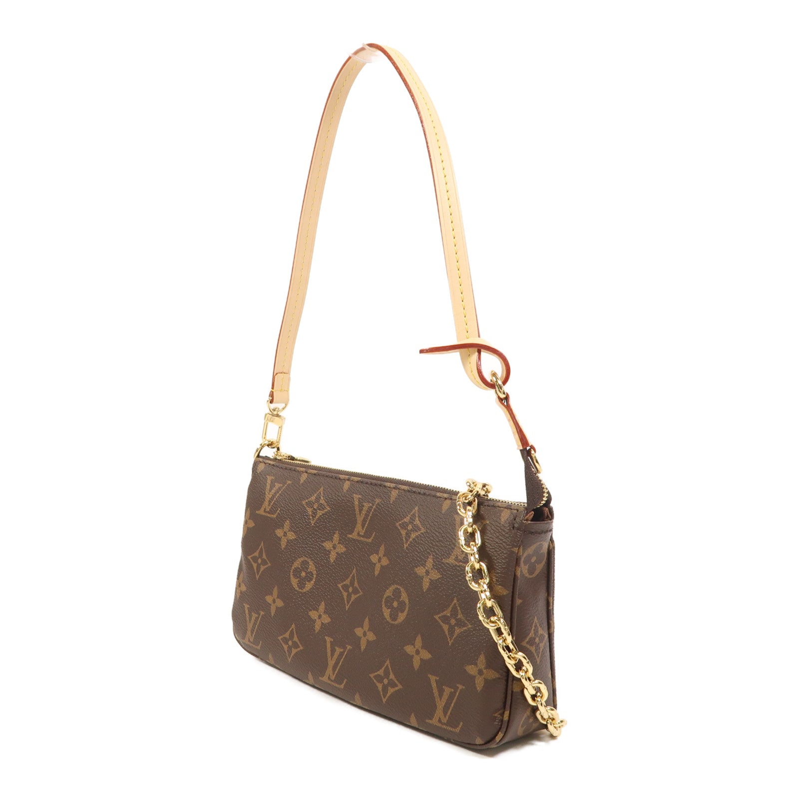 LOUIS VUITTON Monogram Pochette Accessoires金扣鏈帶肩背袋