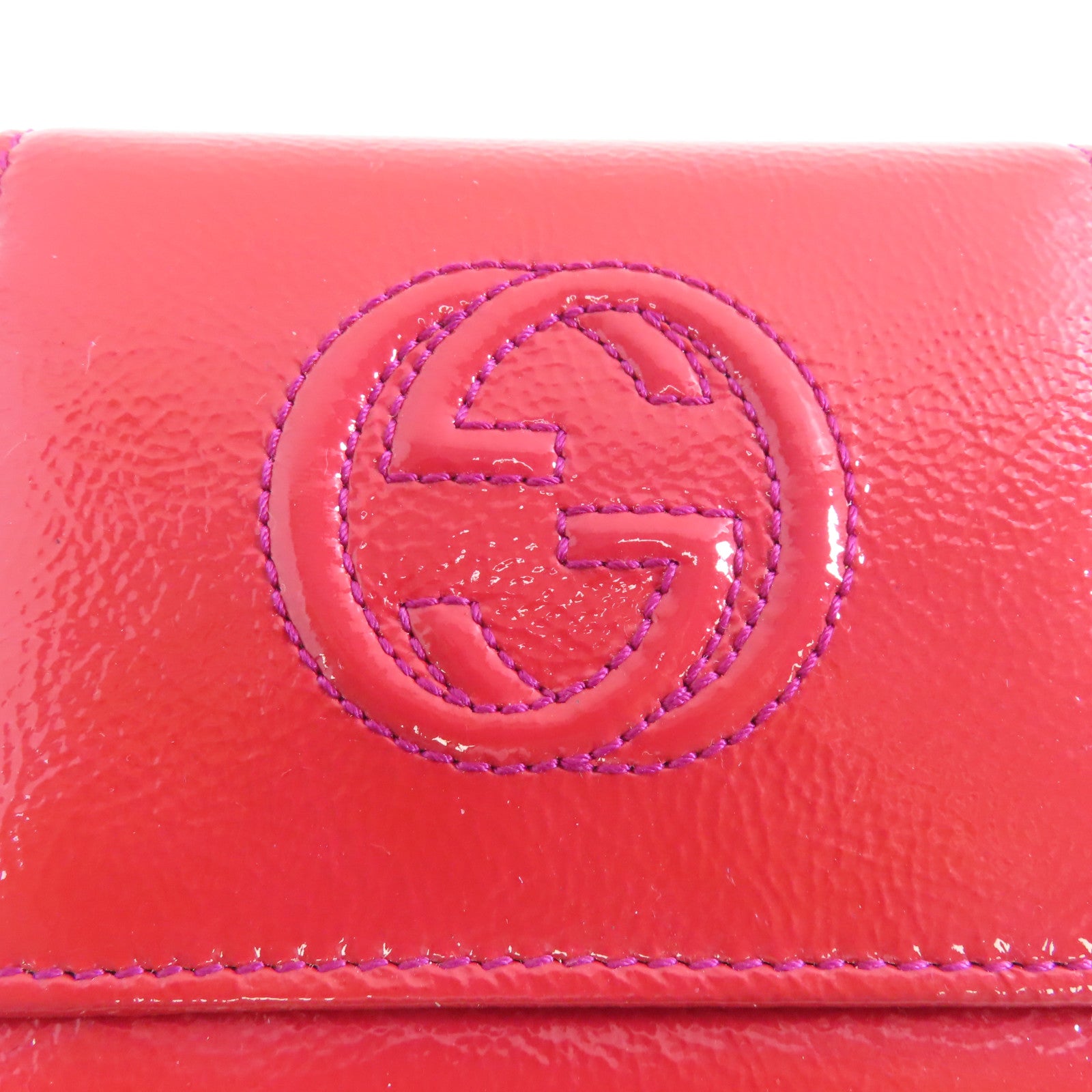 GUCCI 【激減優惠】漆皮皮革Wallet金扣三摺錢包紅色
