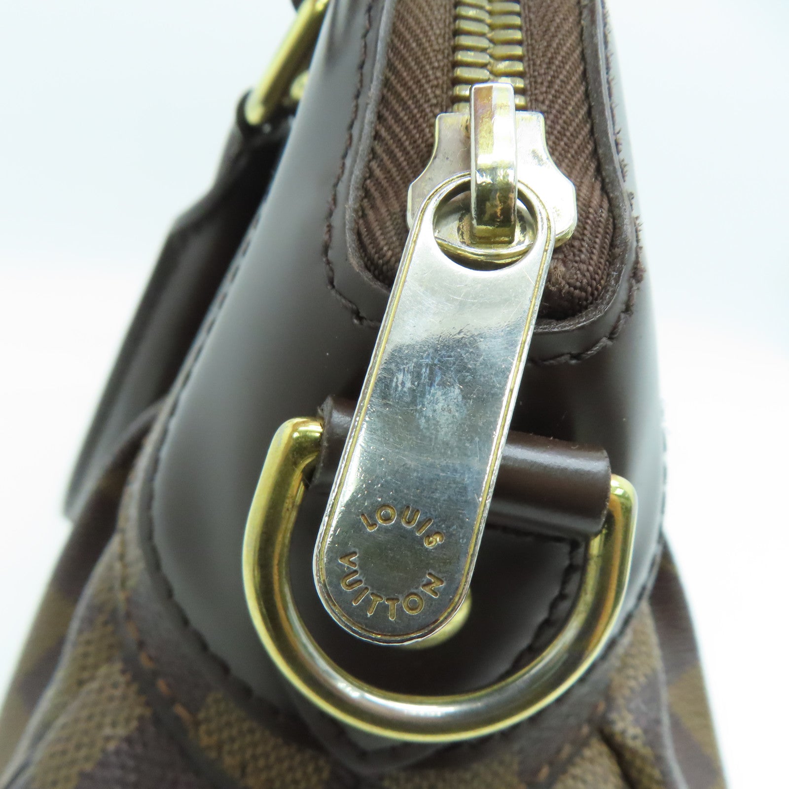 LOUIS VUITTON Damier Trevi PM gold buckle handle shoulder bag brown