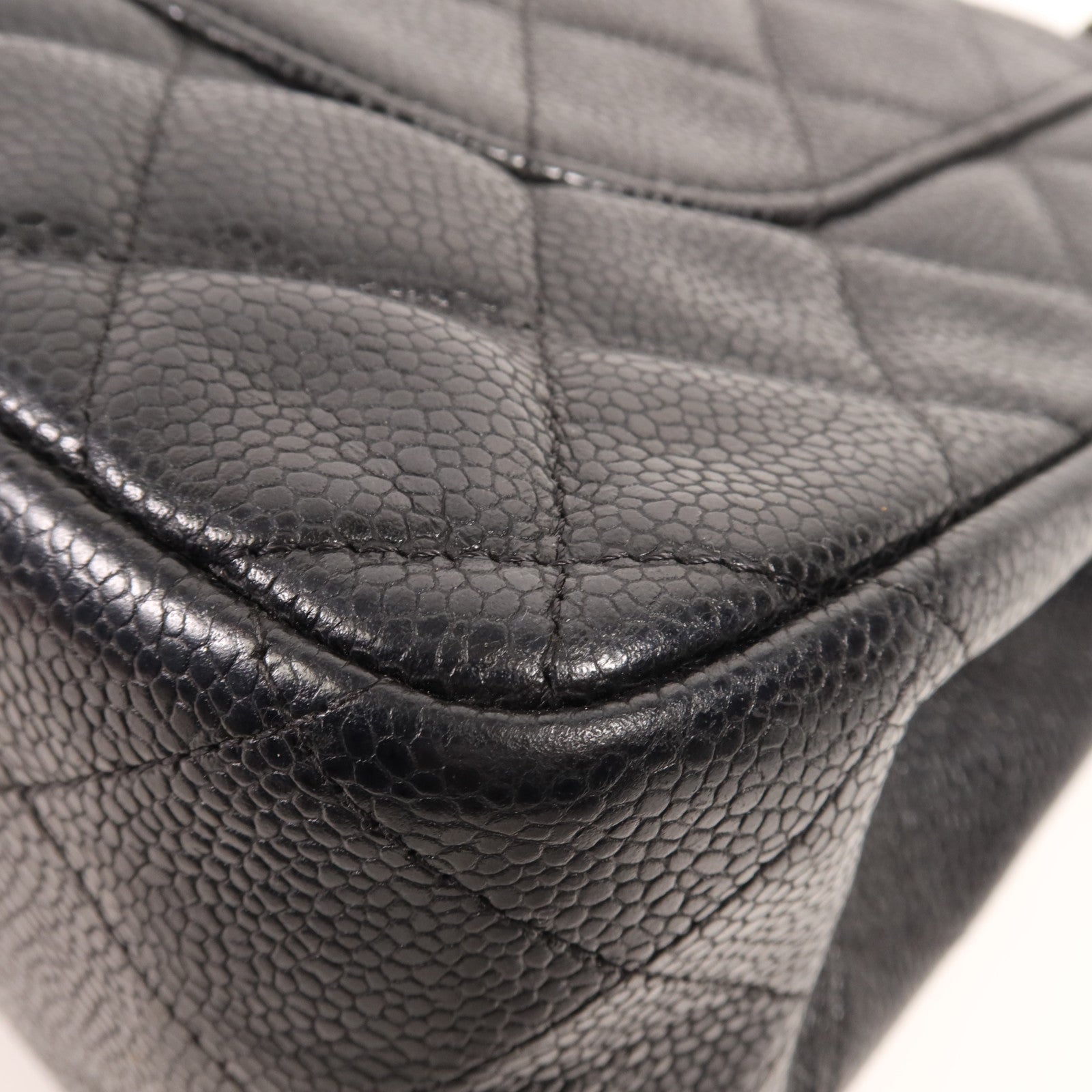 CHANEL 牛皮皮革Large Classic銀扣鏈帶肩背袋