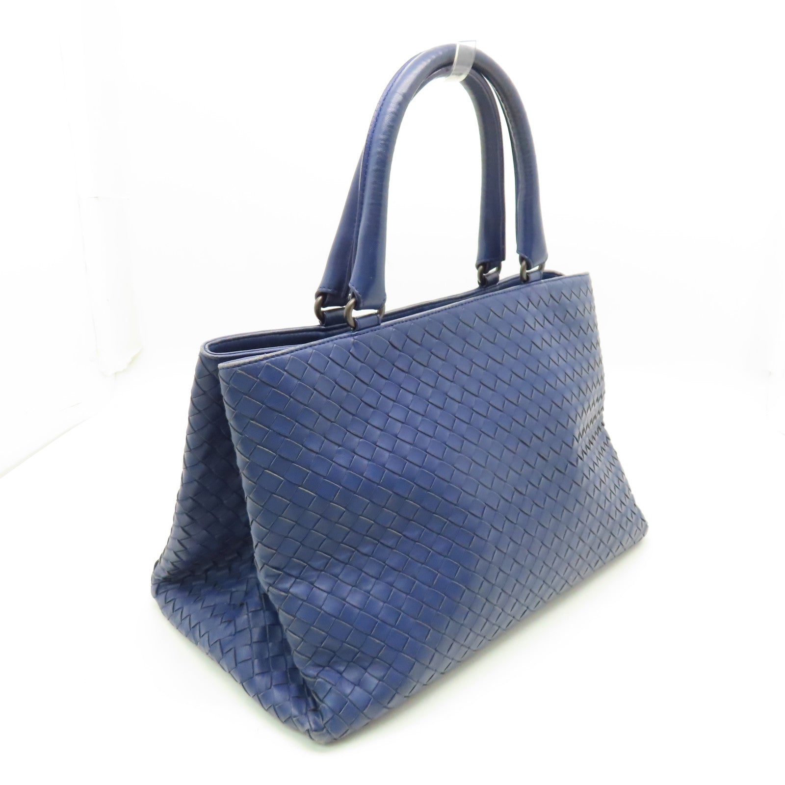 BOTTEGA VENETA Diamond Sheepskin Leather Hand Bag Blue
