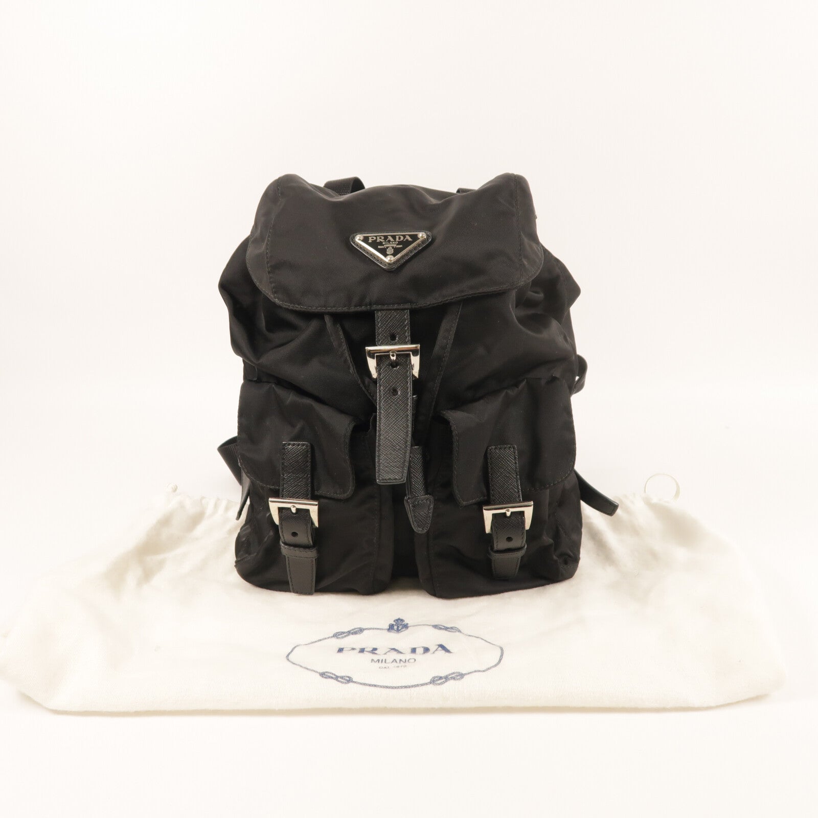 PRADA 尼龍Backpack銀扣背包