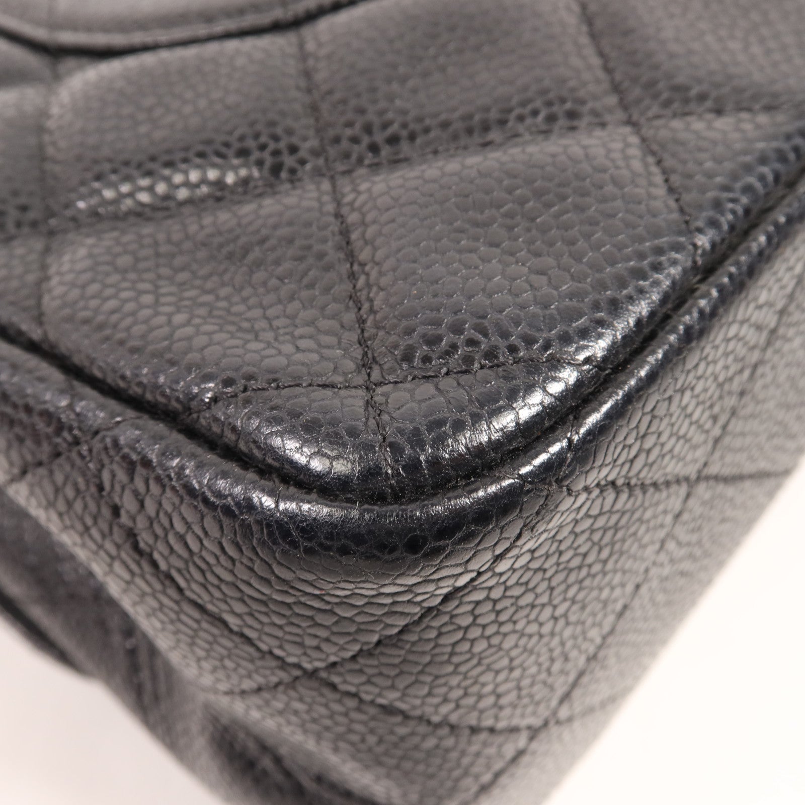 CHANEL 牛皮皮革Large Classic銀扣鏈帶肩背袋