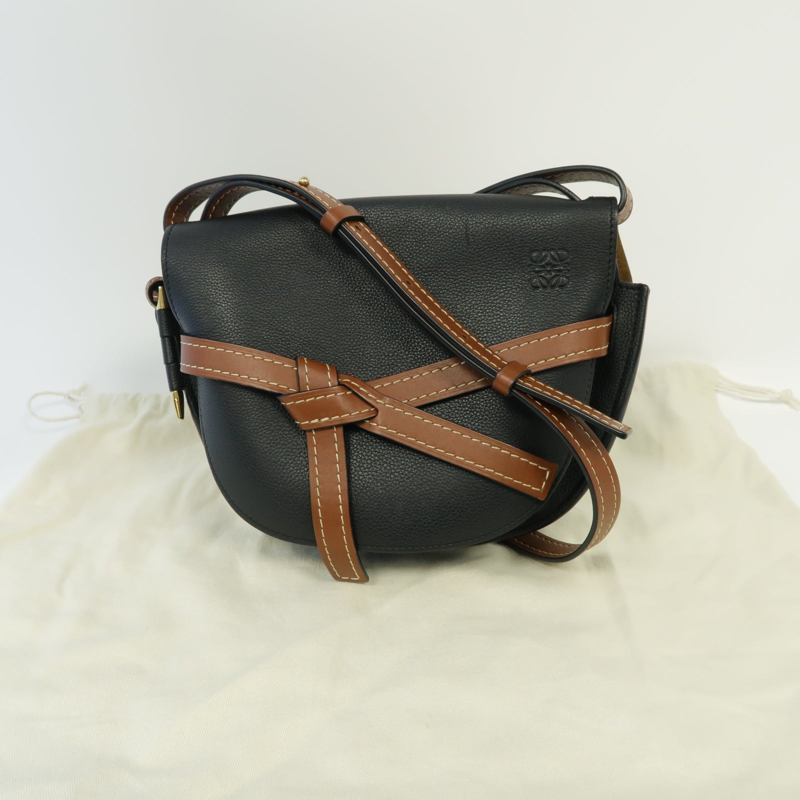 LOEWE 【激減優惠】牛皮皮革Small Gate金扣肩背袋黒色