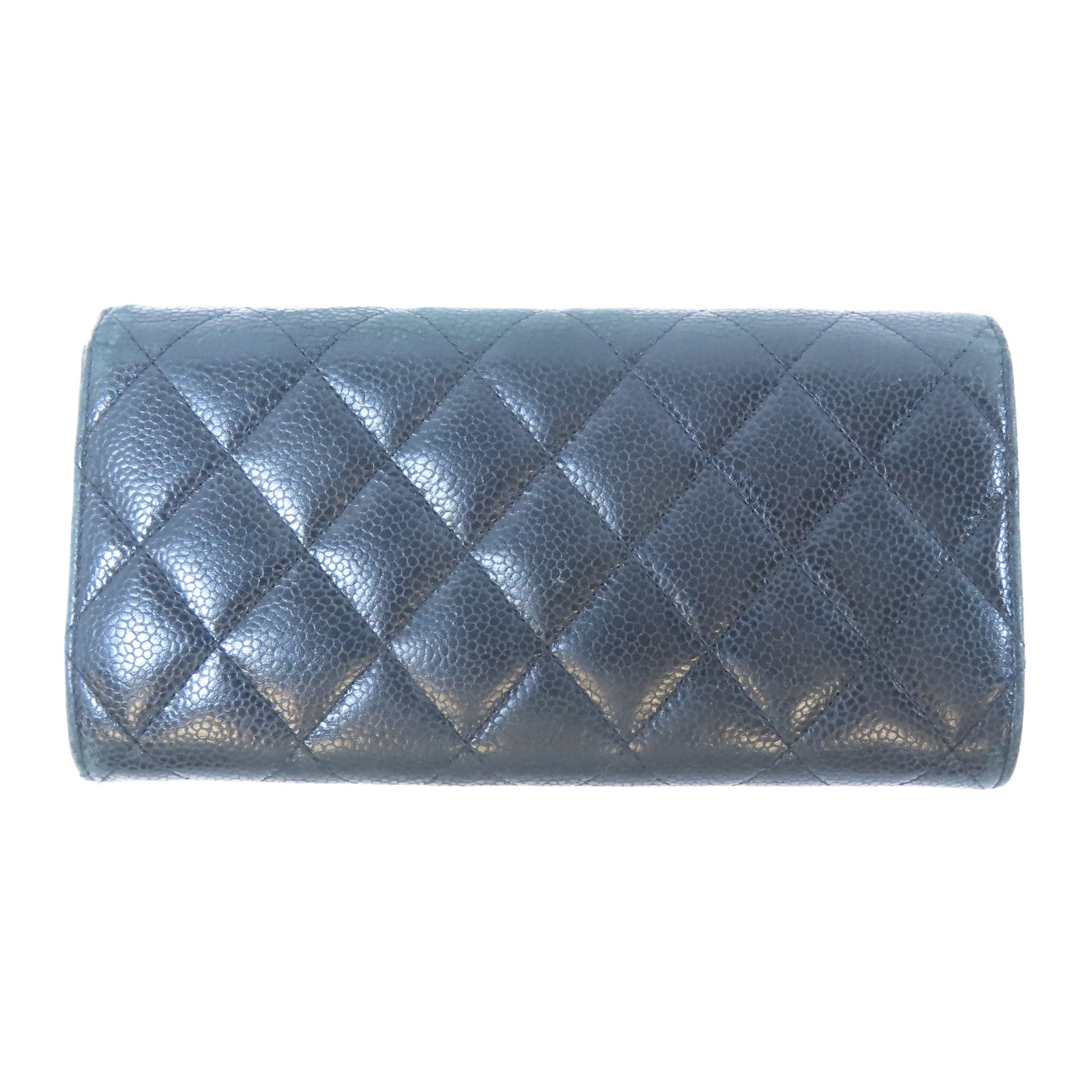 CHANEL 【激減優惠】菱格Caviar皮革Long Wallet銀扣長錢包黑色
