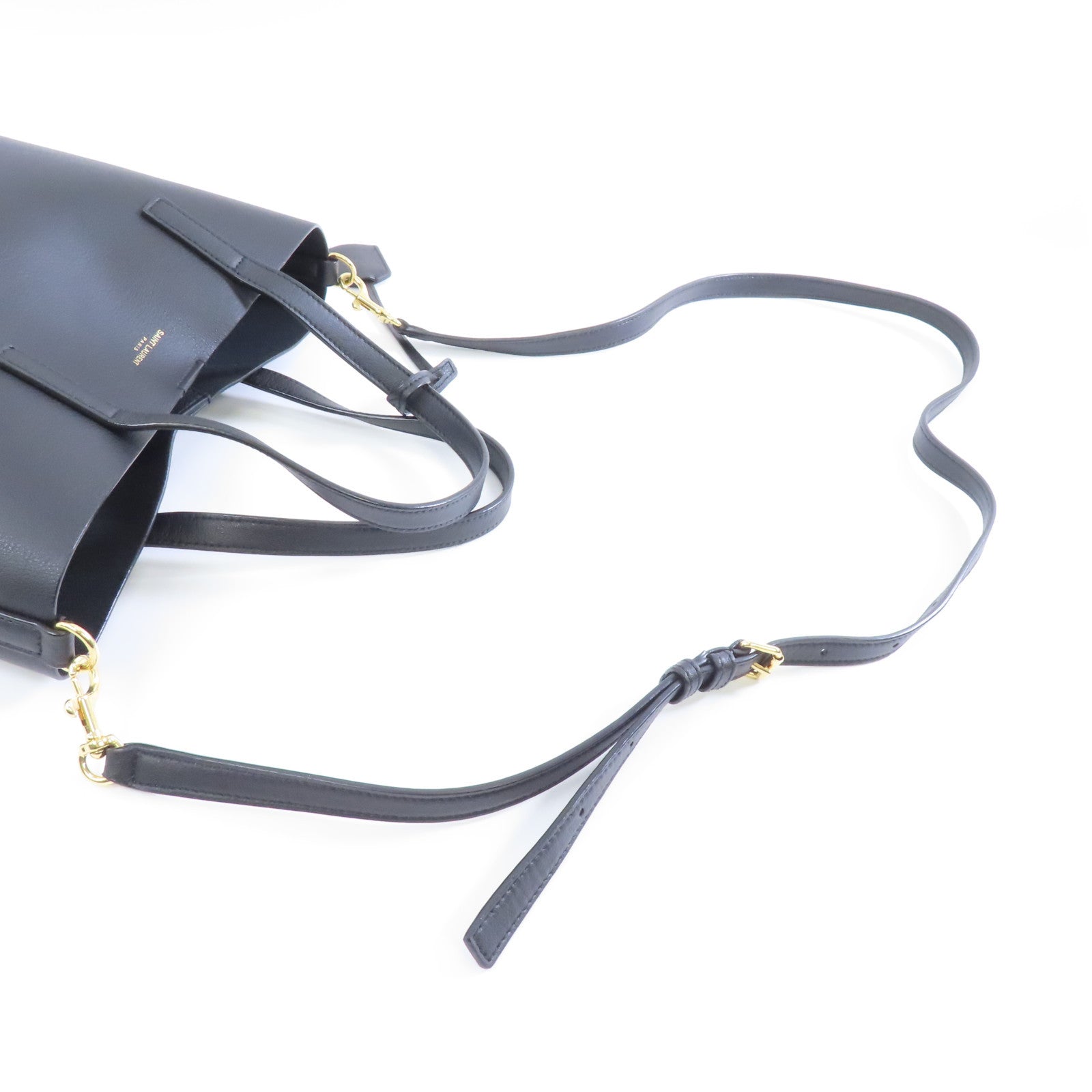 SAINT LAURENT 牛皮皮革Toy Shopping Bag金扣手挽肩背兩用袋黑色