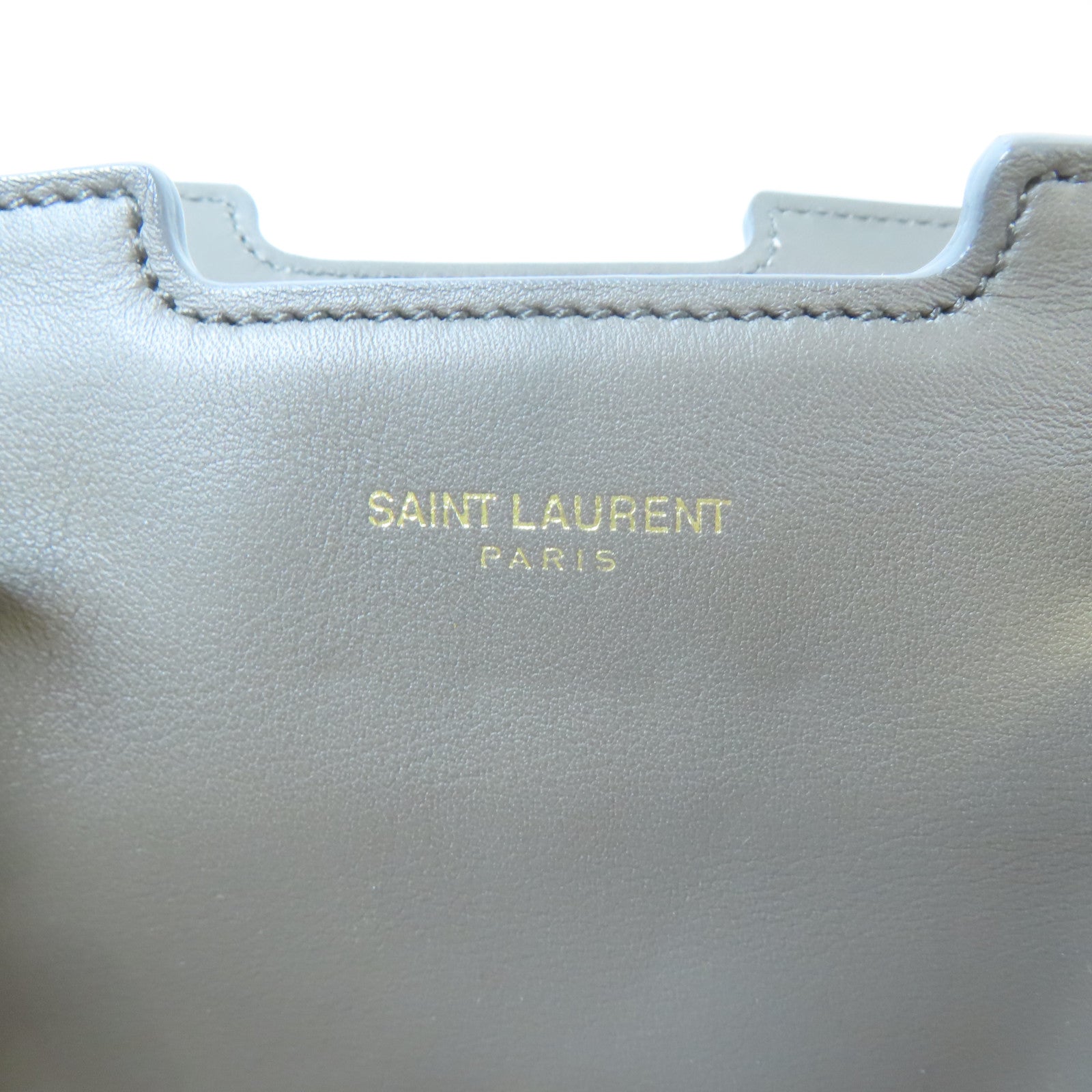 SAINT LAURENT 牛皮皮革Cabas Y 2 Way Shoulder Bag金扣手挽肩背兩用袋灰色