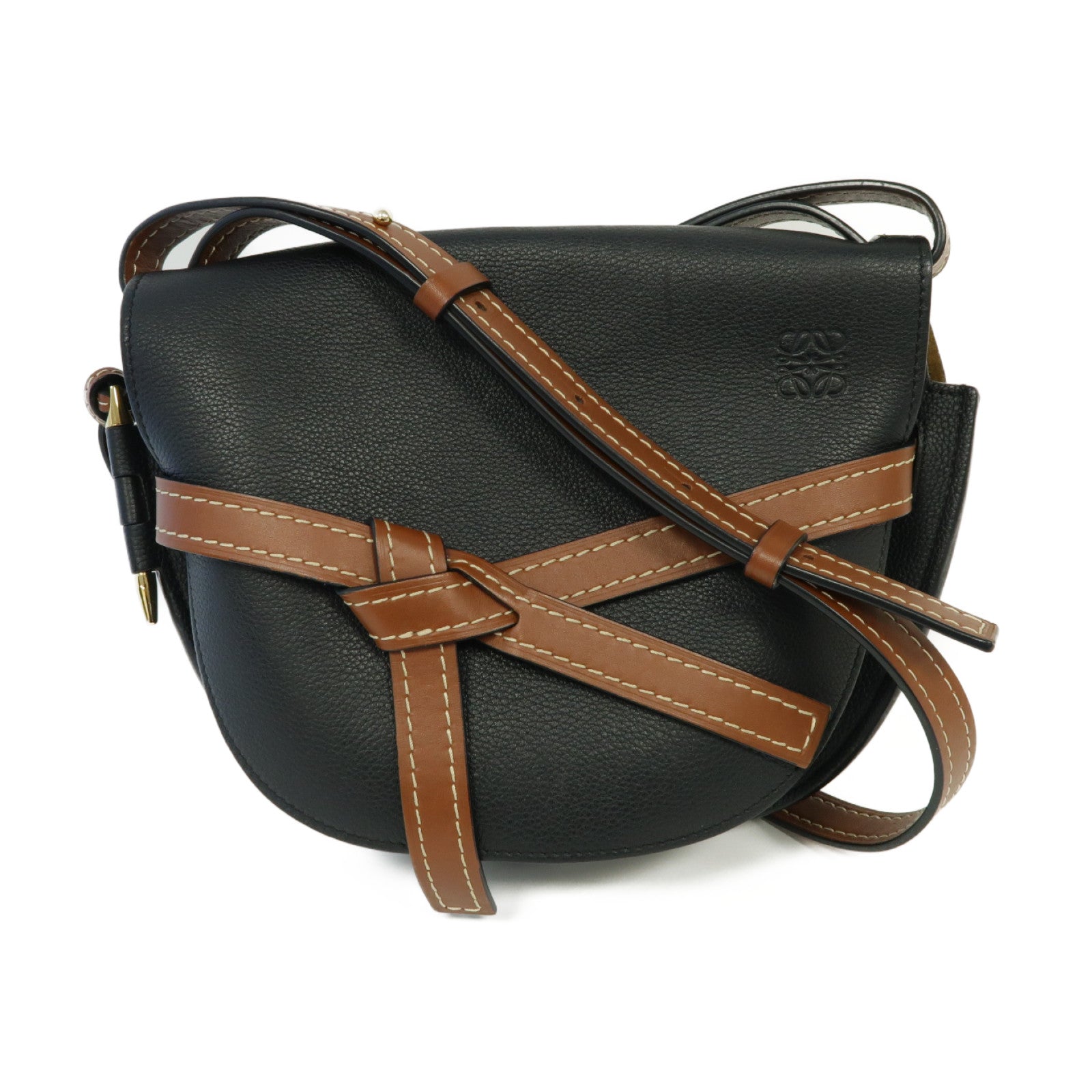 LOEWE 【激減優惠】牛皮皮革Small Gate金扣肩背袋黒色