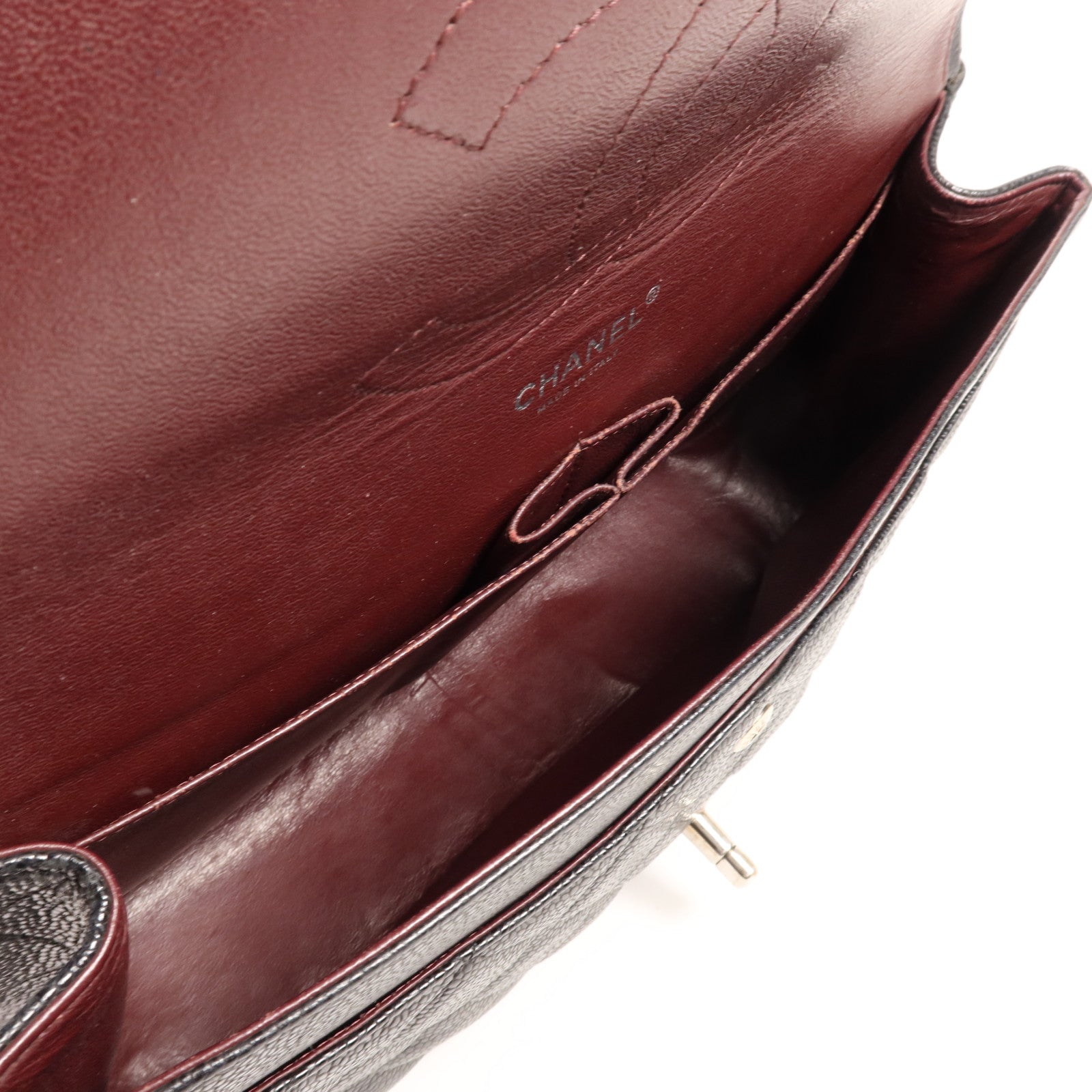 CHANEL 牛皮皮革Large Classic銀扣鏈帶肩背袋