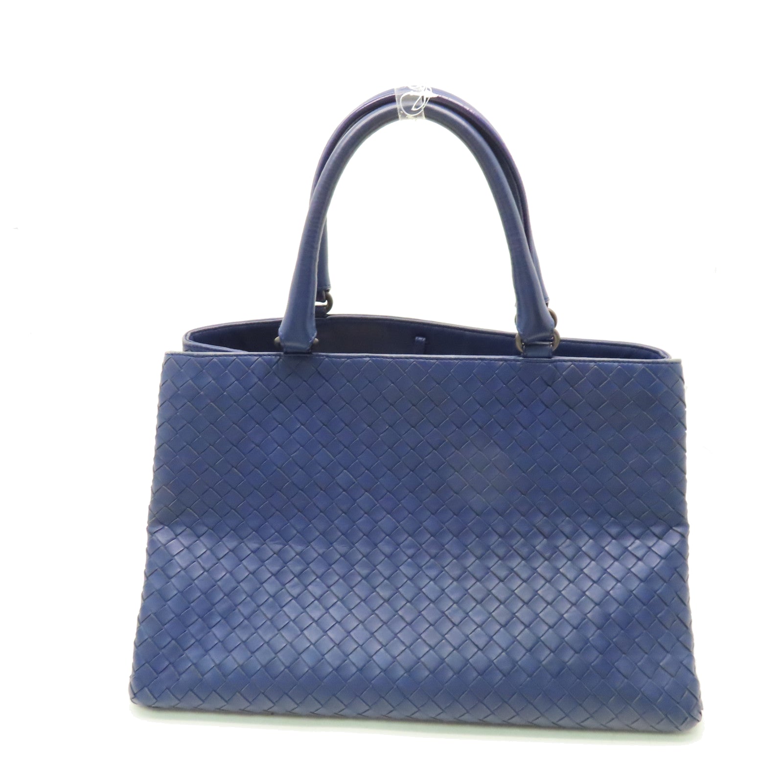 BOTTEGA VENETA Diamond Sheepskin Leather Hand Bag Blue