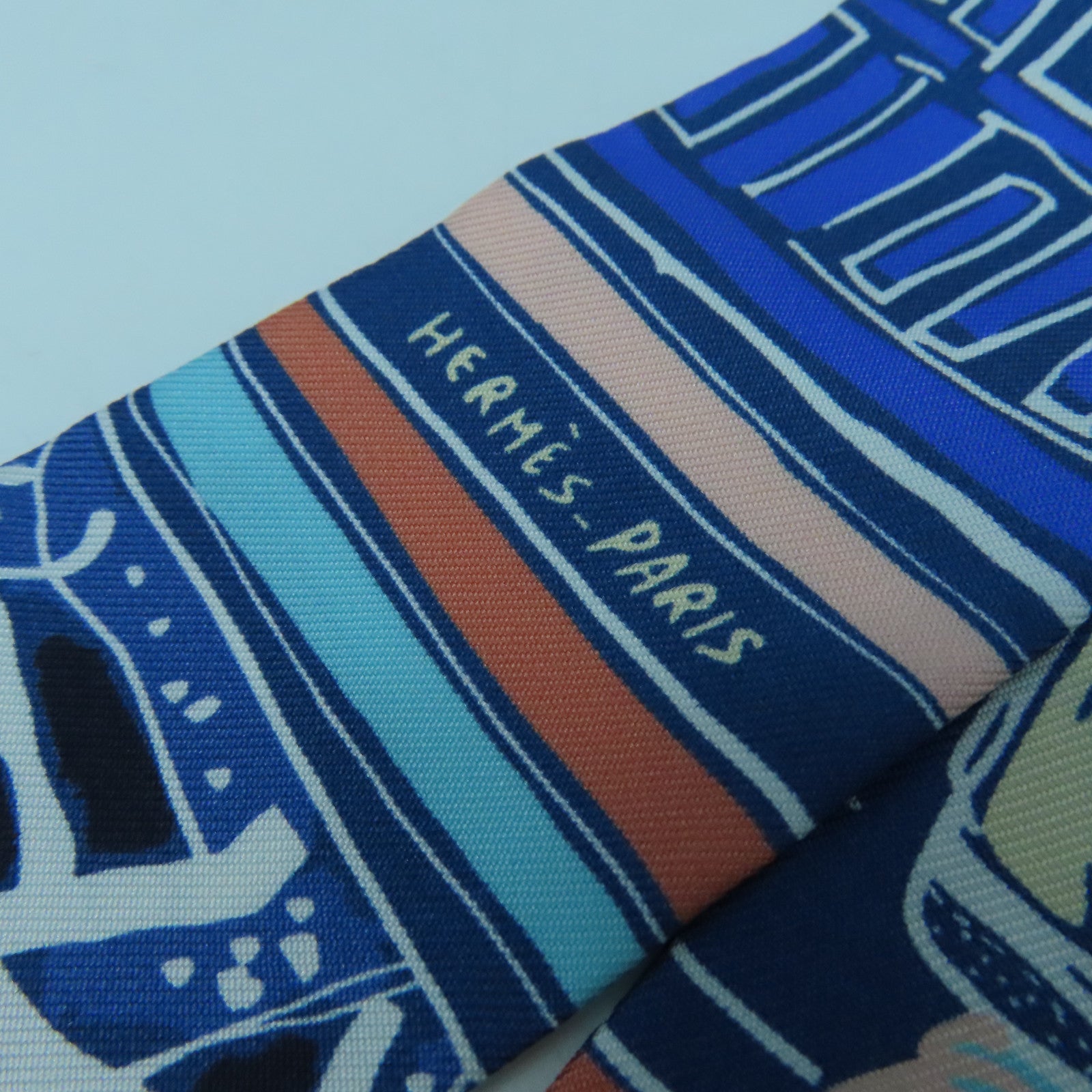 HERMES 丝质Twilly丝巾蓝色