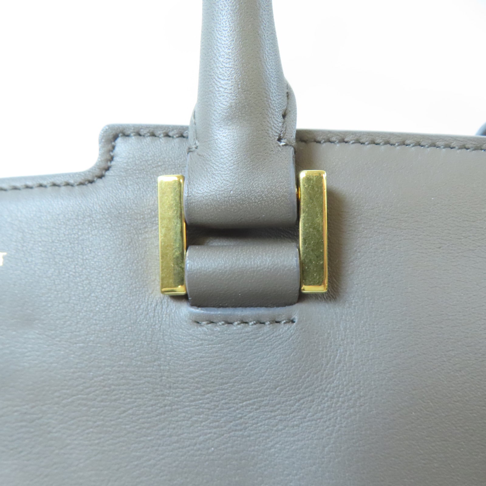 SAINT LAURENT 牛皮皮革Cabas Y 2 Way Shoulder Bag金扣手挽肩背兩用袋灰色