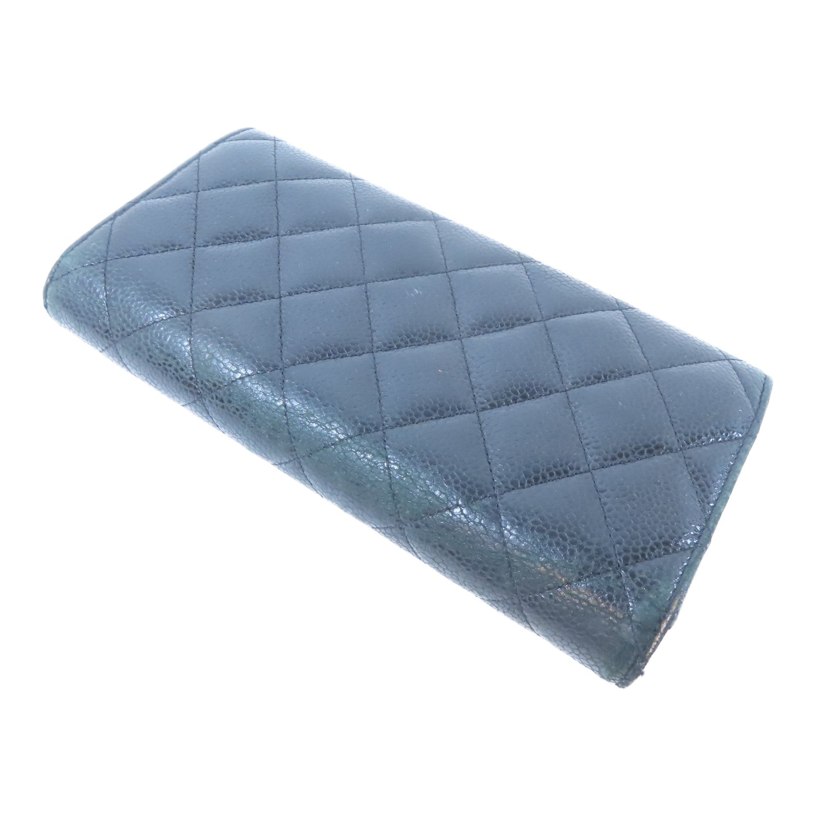 CHANEL 【激減優惠】菱格Caviar皮革Long Wallet銀扣長錢包黑色