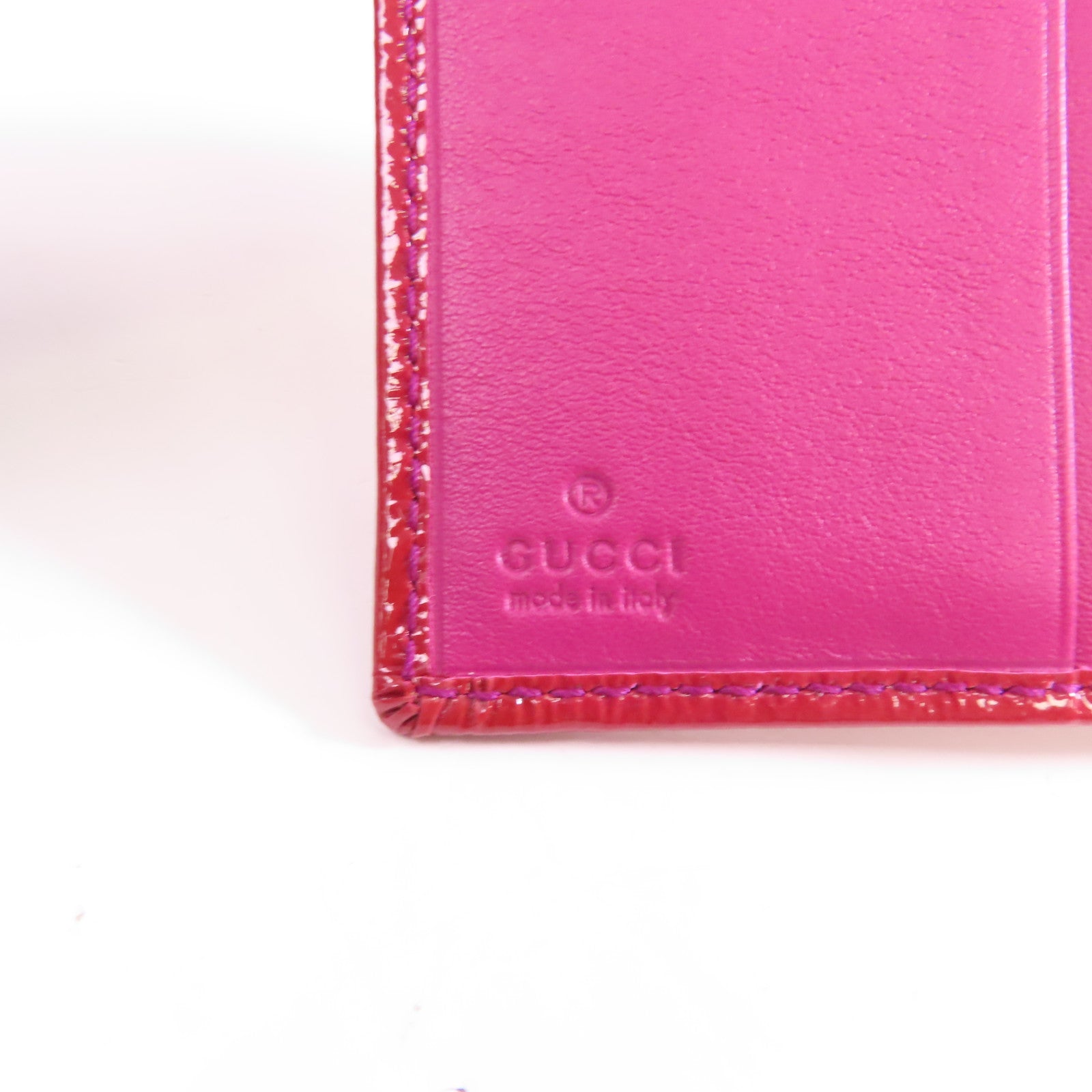 GUCCI 【激減優惠】漆皮皮革Wallet金扣三摺錢包紅色