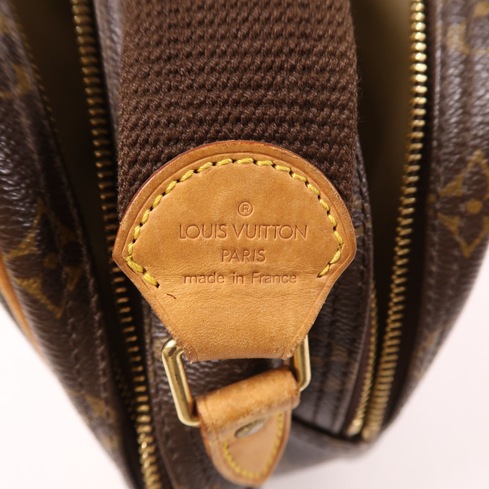 LOUIS VUITTON Monogram Reporter PM金扣肩背袋棕色