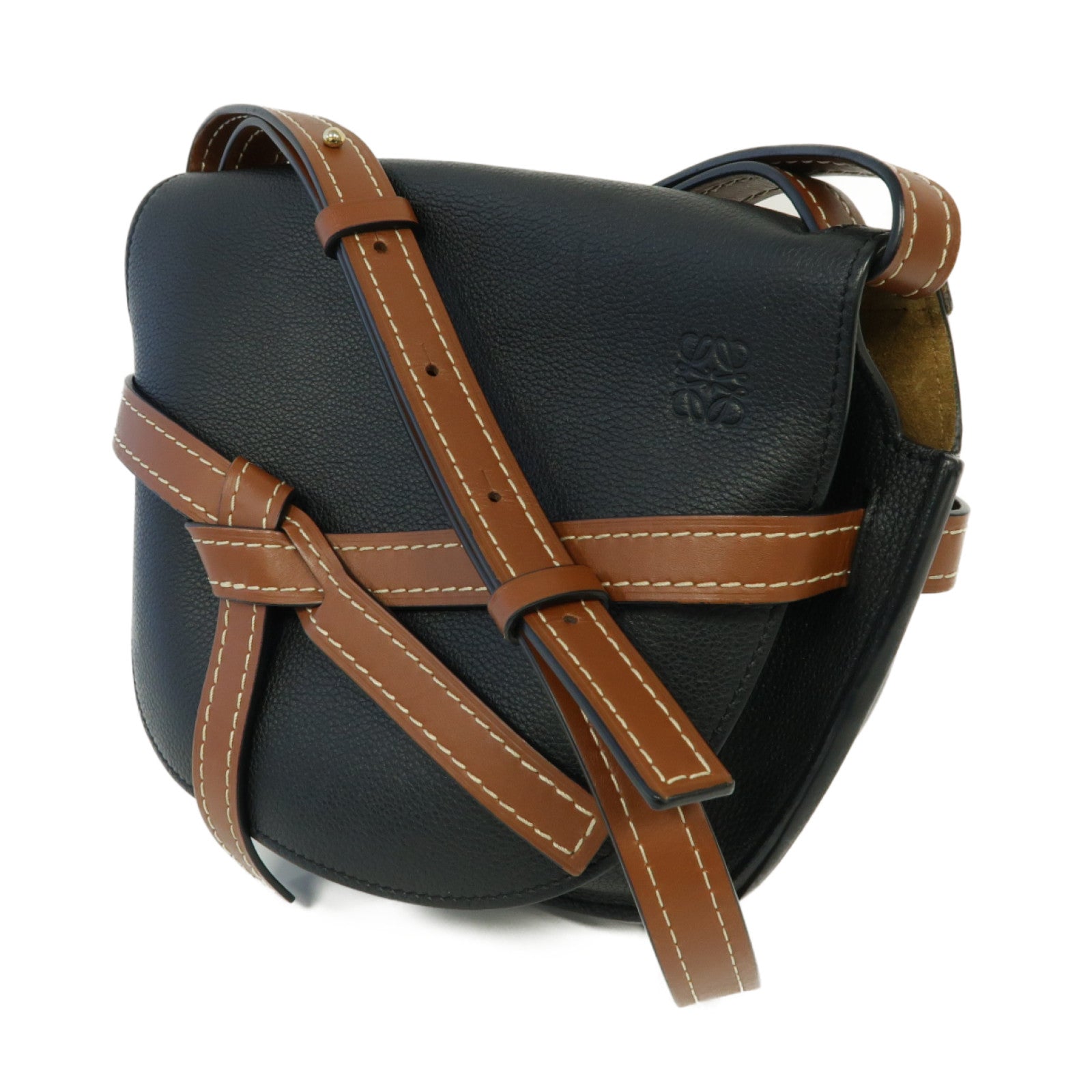 LOEWE 【激減優惠】牛皮皮革Small Gate金扣肩背袋黒色