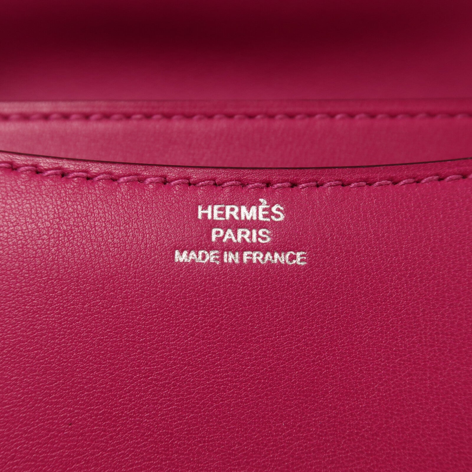 HERMES Swift皮革Constance Mini銀扣肩背袋Rose Pourpre
