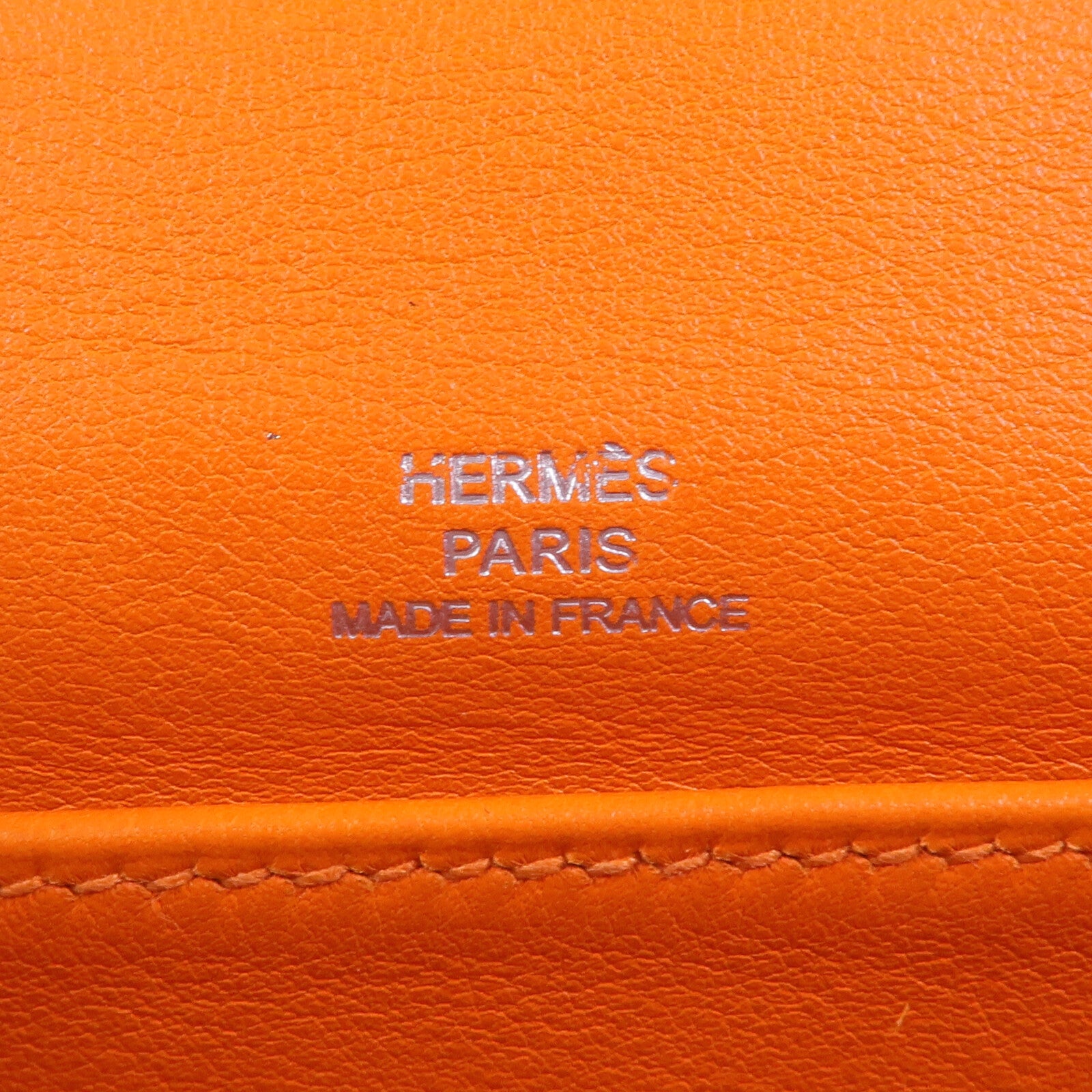 HERMES 【激減優惠】Swift皮革Kelly Pochette銀扣手挽袋Orange
