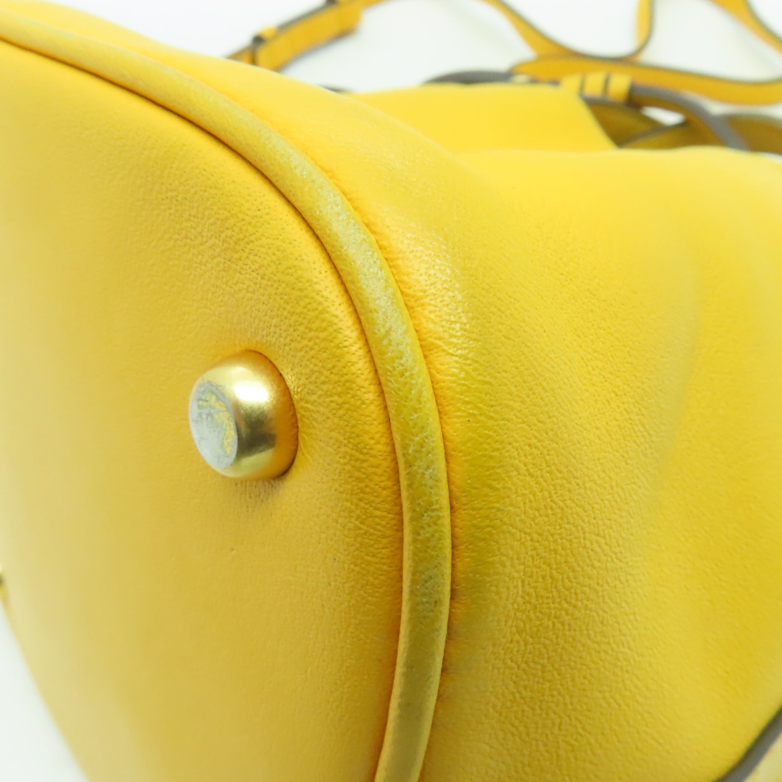 Tory Burch 【激減優惠】牛皮皮革Bucket Bag金扣手挽肩背兩用袋黃色