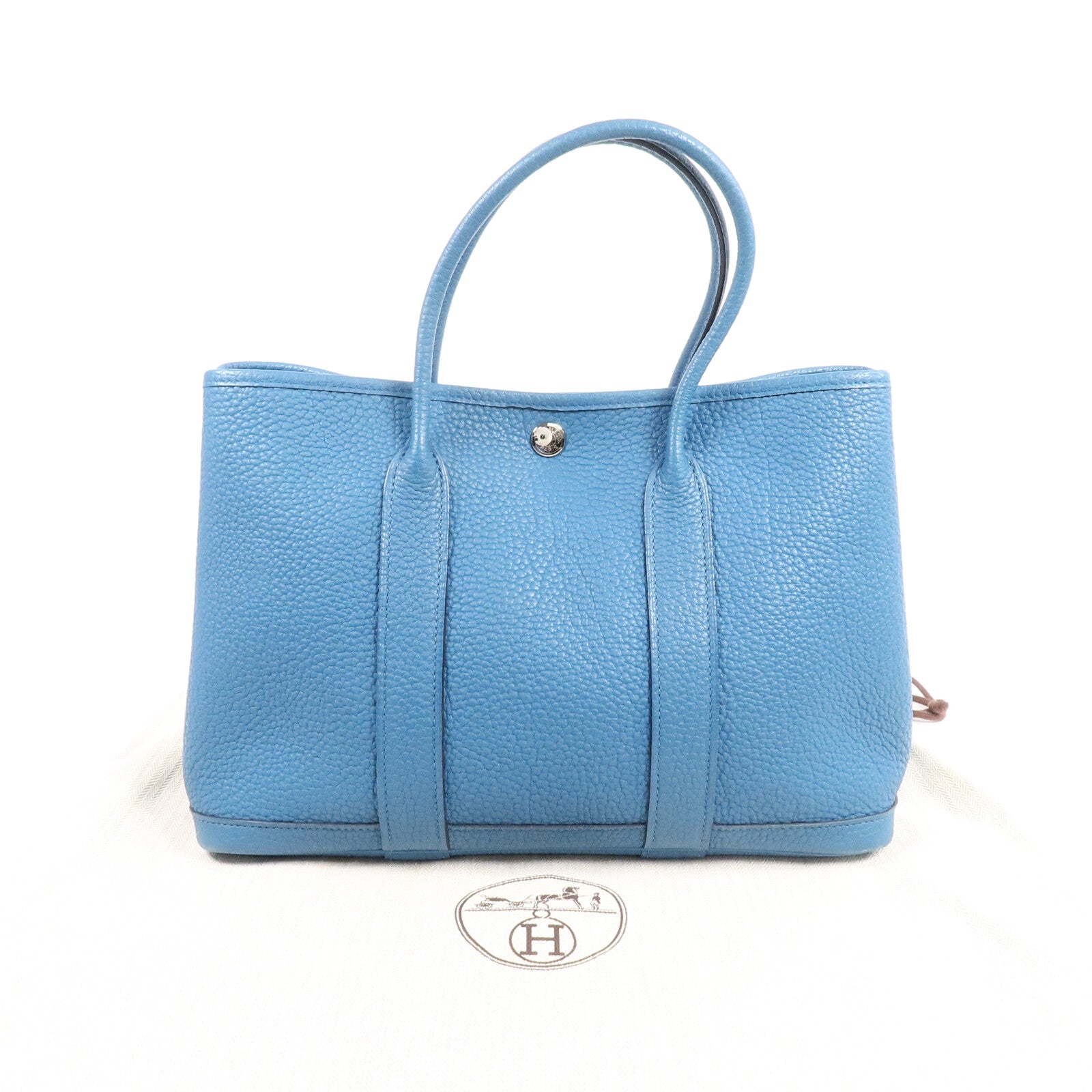 HERMES Clemence皮革Garden Party TPM手挽袋Cobalt