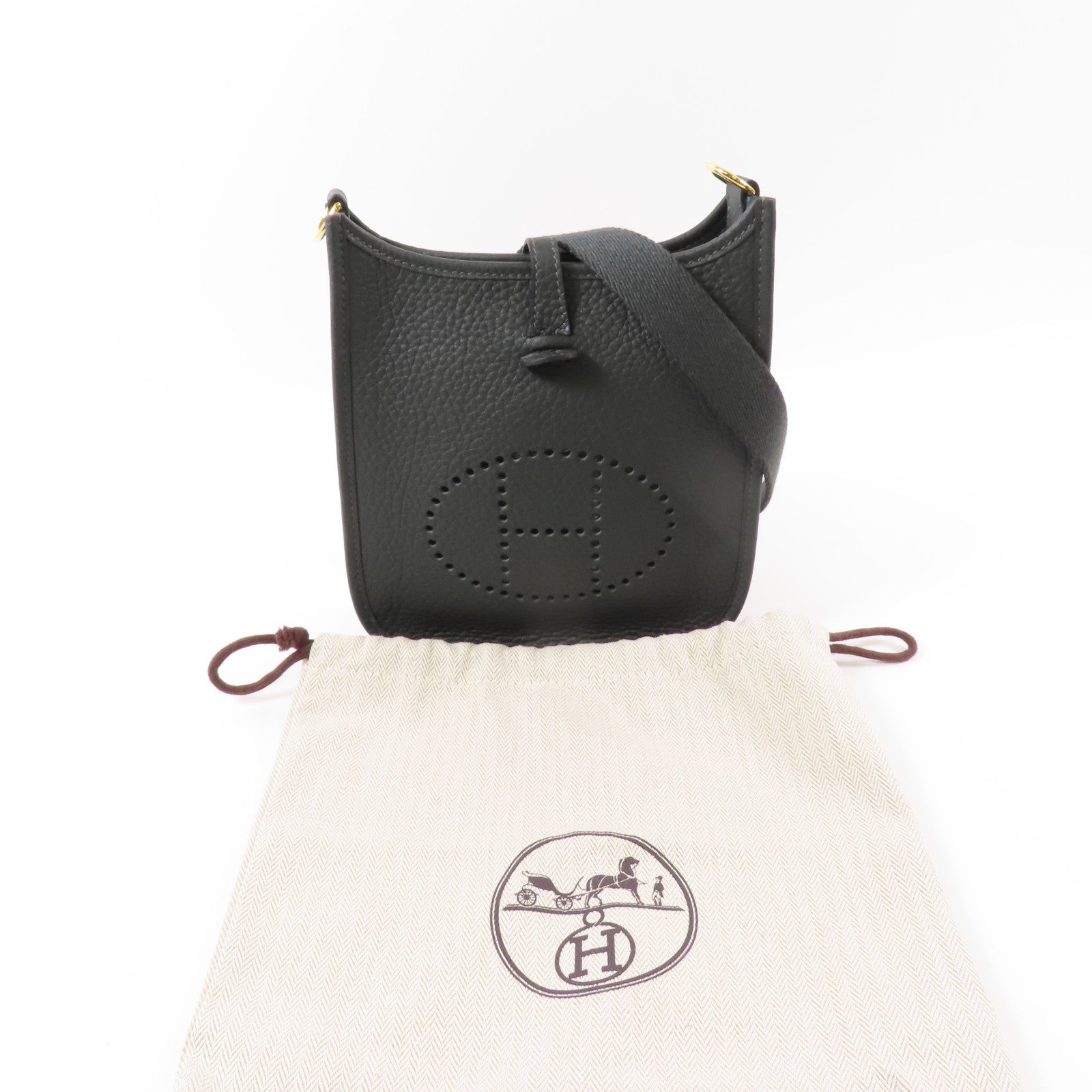 HERMES 【激減優惠】Clemence皮革Evelyne TPM金扣肩背袋Vert Fonce